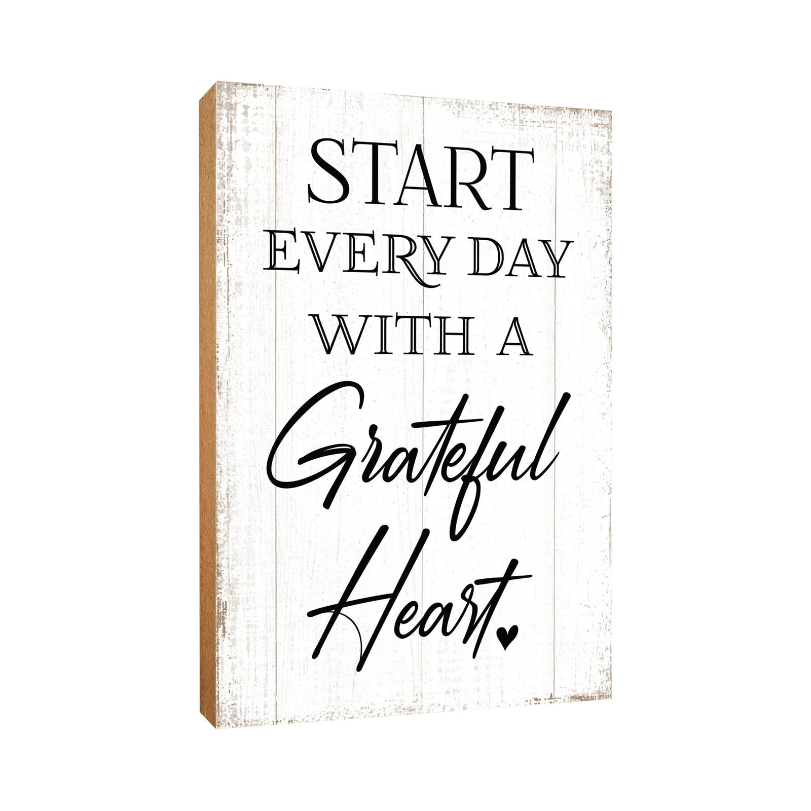 Elegant Motivational Wood Desk & Shelf Décor Gift Ideas - Start Every Day With A Grateful Heart