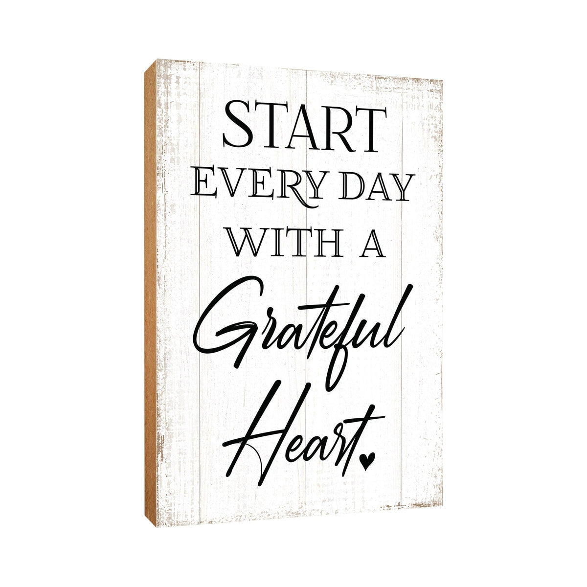 Elegant Motivational Wood Desk &amp; Shelf Décor Gift Ideas - Start Every Day With A Grateful Heart