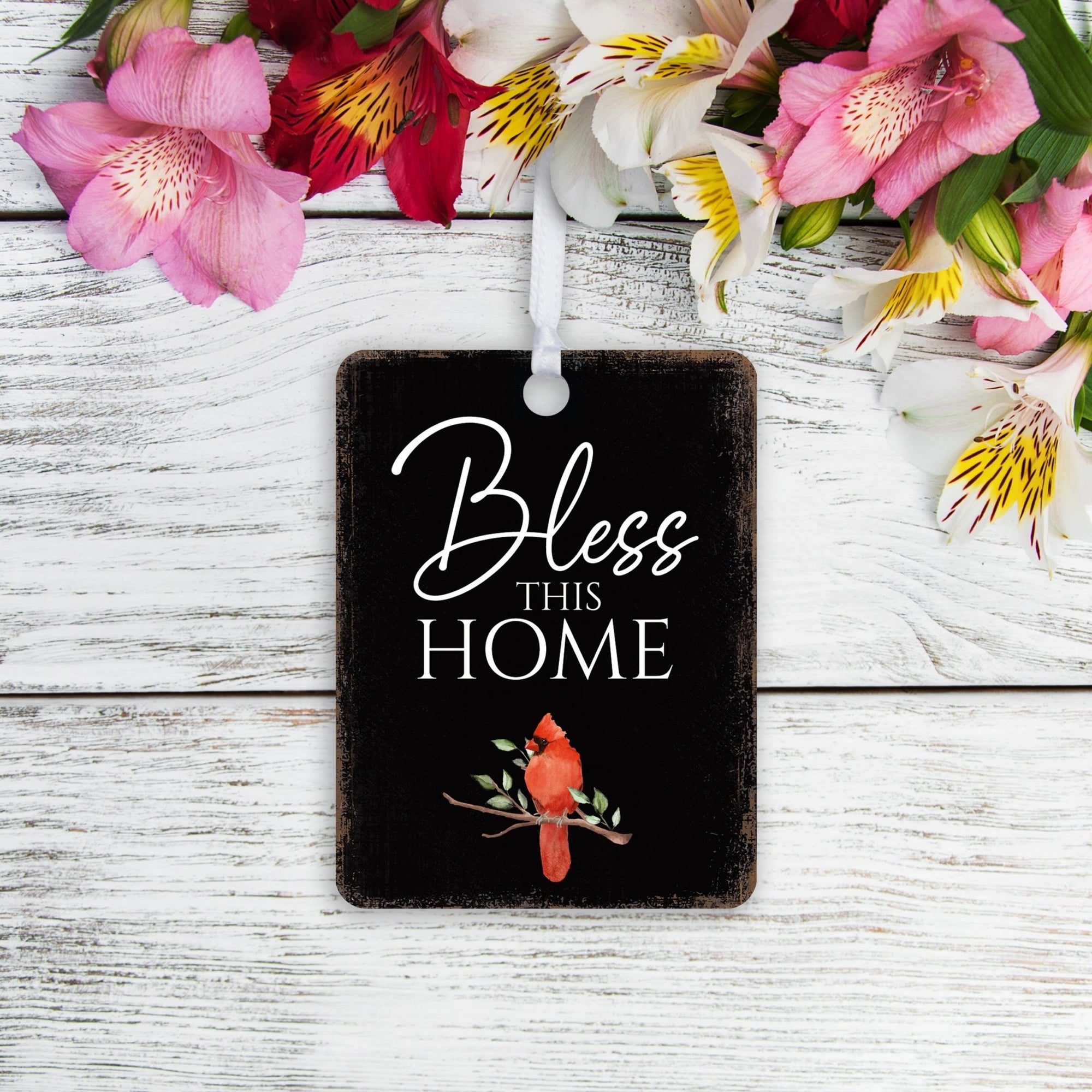 Elegant Vertical Cardinal Wooden Ornament With Everyday Verses Gift Ideas - Bless This Home - LifeSong Milestones