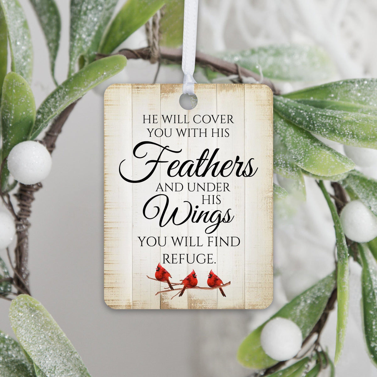Elegant Vertical Cardinal Wooden Ornament With Everyday Verses Gift Ideas - He Will Cover