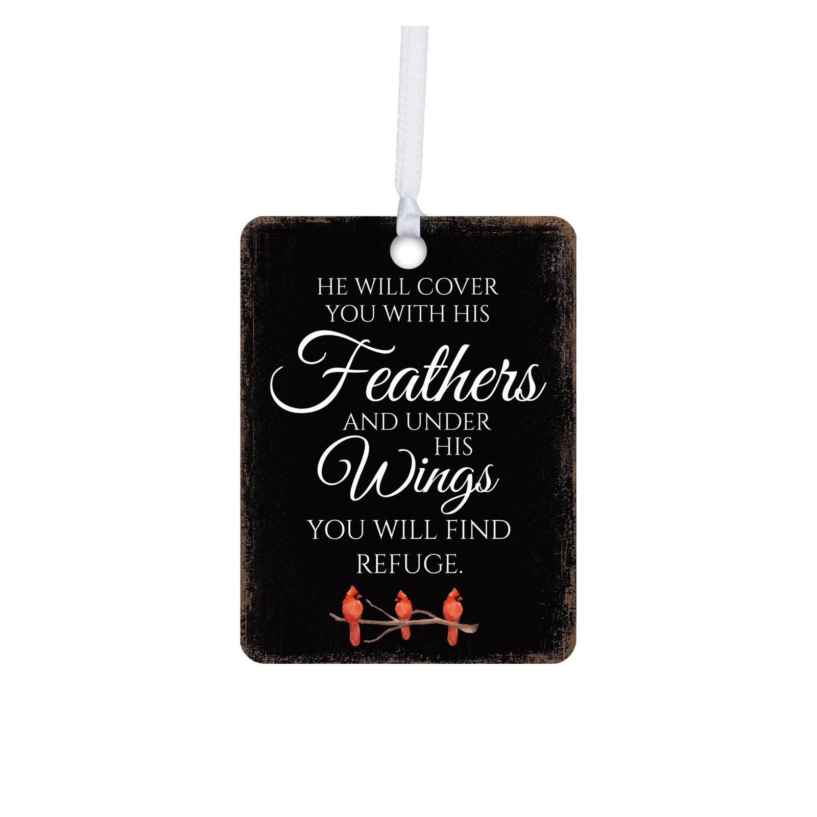 Elegant Vertical Cardinal Wooden Ornament With Everyday Verses Gift Ideas - He Will Cover - LifeSong Milestones