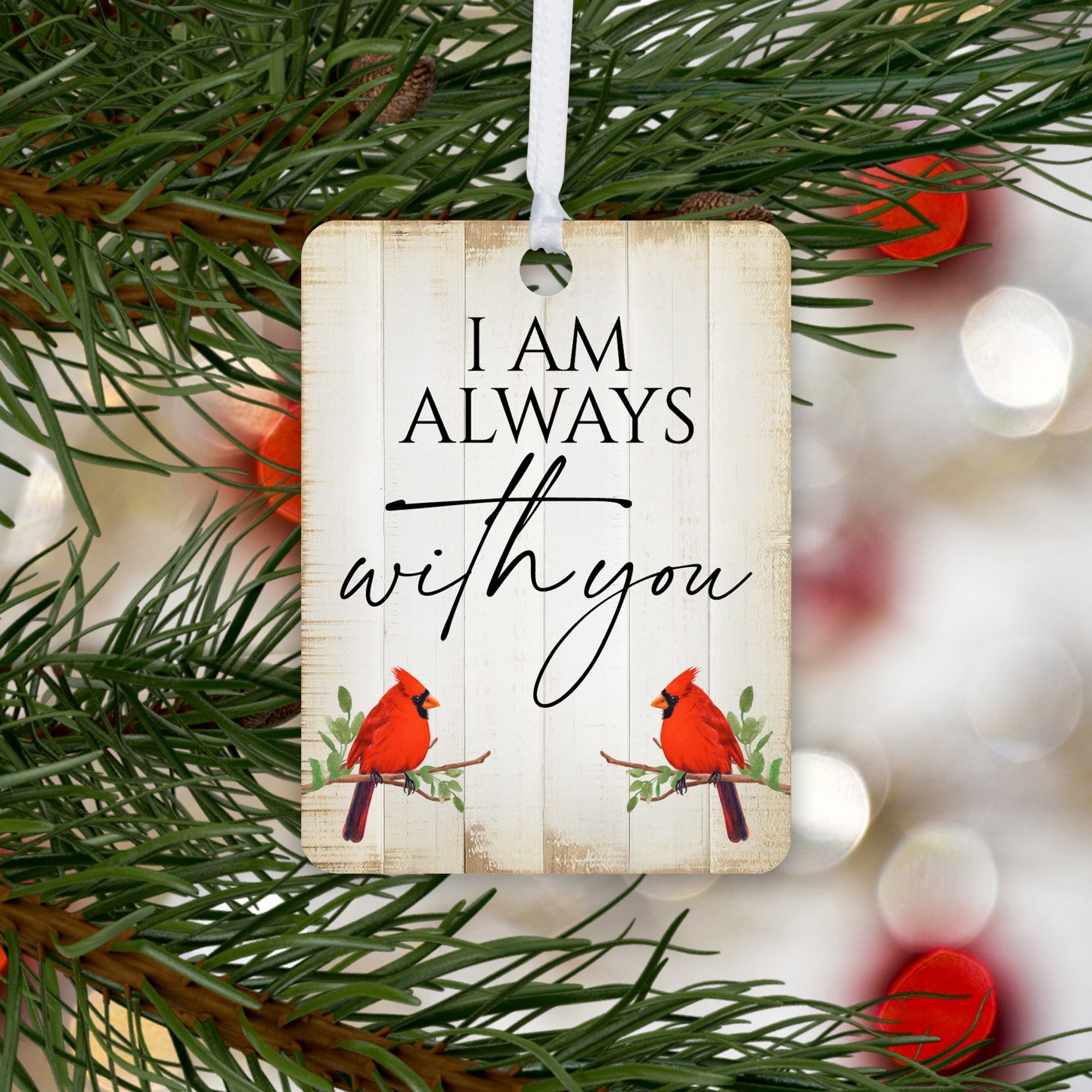 Elegant Vertical Cardinal Wooden Ornament With Everyday Verses Gift Ideas - I Am Always - LifeSong Milestones