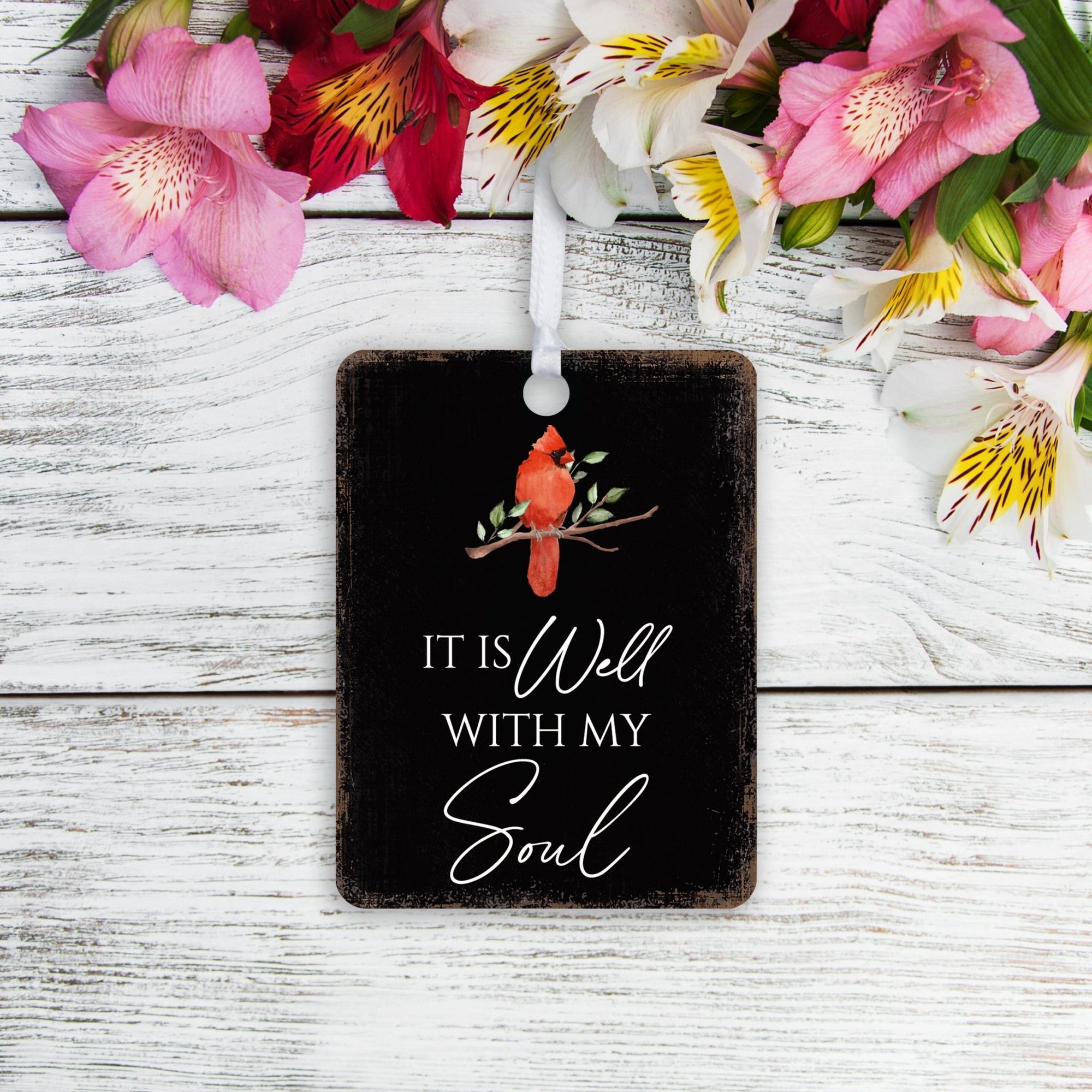 Elegant Vertical Cardinal Wooden Ornament With Everyday Verses Gift Ideas - It Is Well - LifeSong Milestones