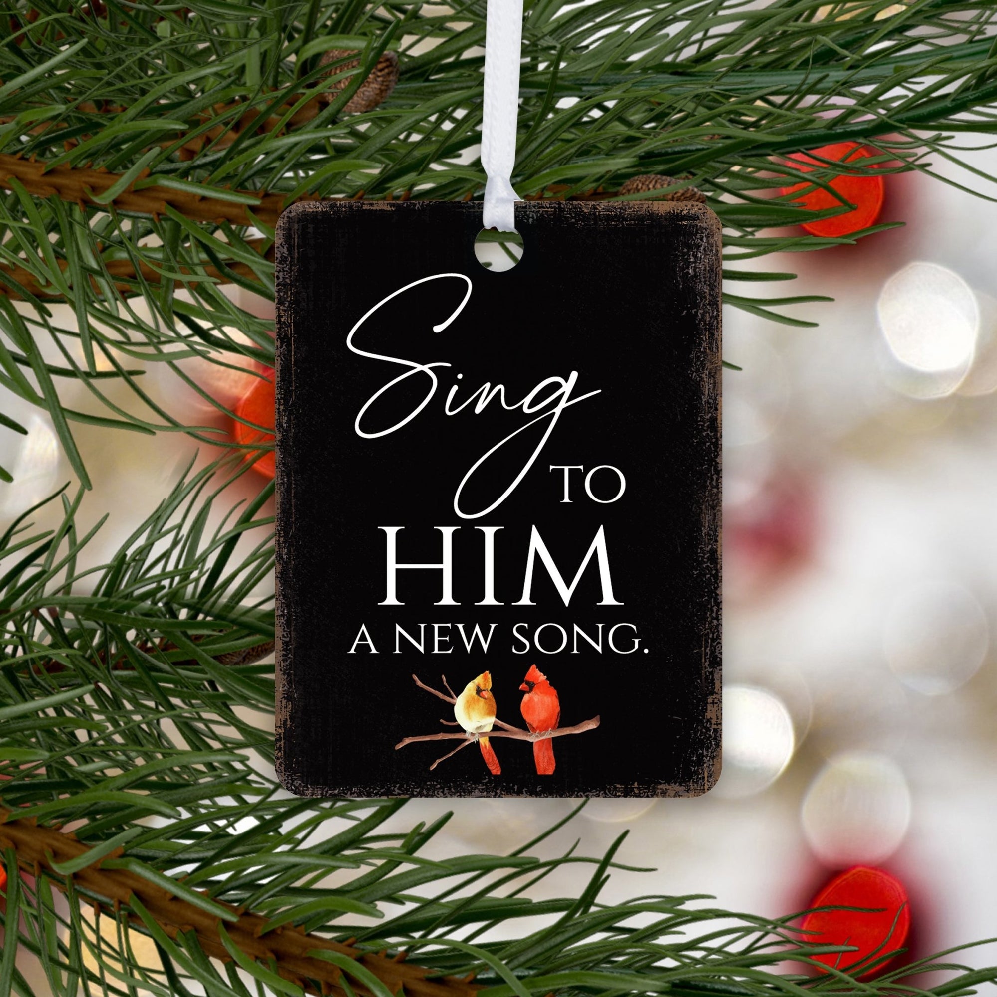 Elegant Vertical Cardinal Wooden Ornament With Everyday Verses Gift Ideas - Sing To Him - LifeSong Milestones