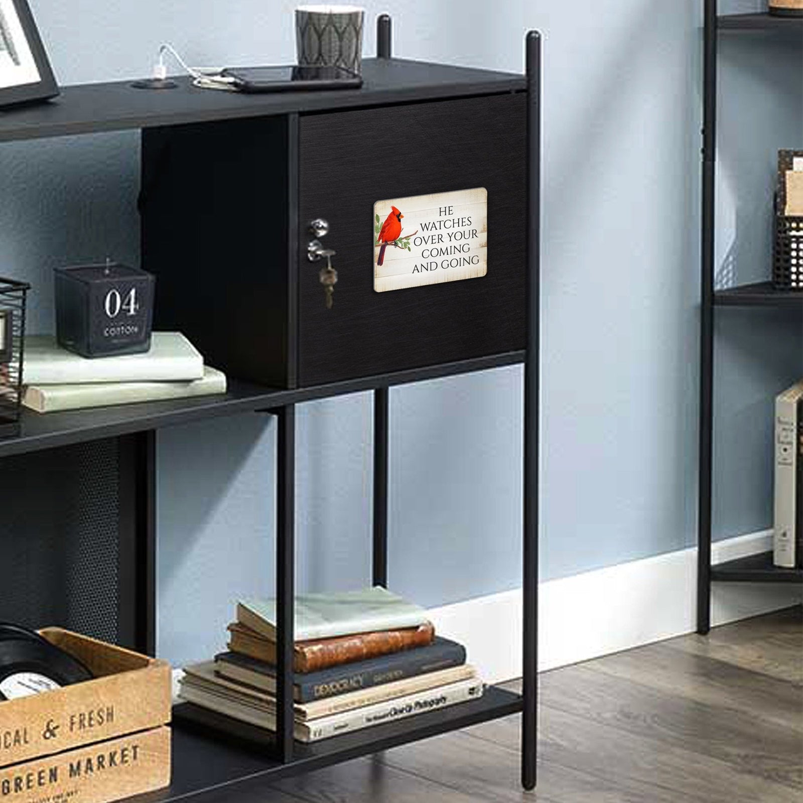 Elegant Vintage-Inspired Cardinal Wooden Magnet Printed With Everyday Inspirational Verses Gift Ideas - He Watches Over - LifeSong Milestones