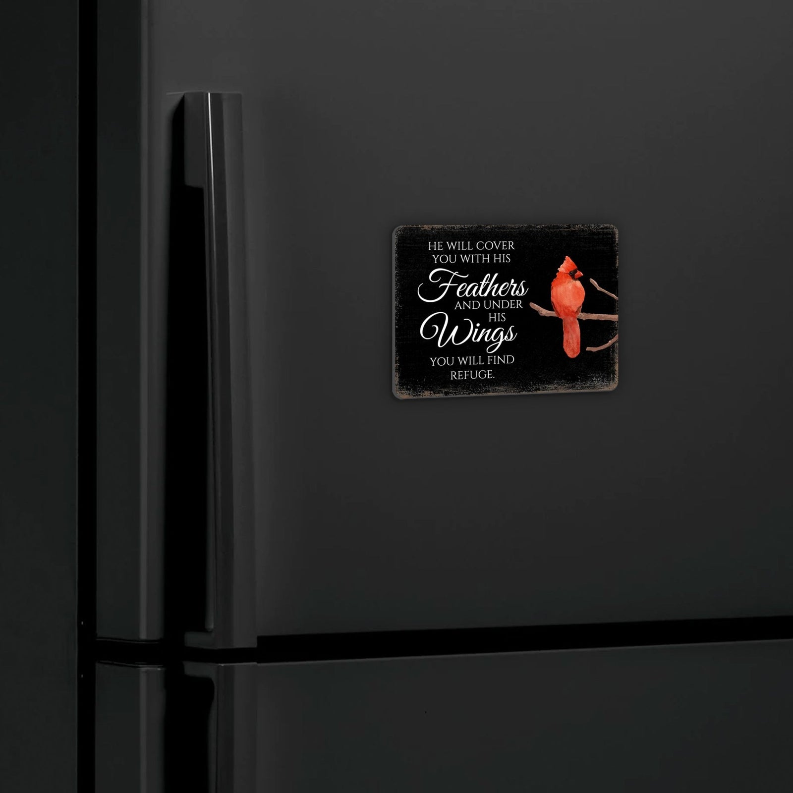 Elegant Vintage-Inspired Cardinal Wooden Magnet Printed With Everyday Inspirational Verses Gift Ideas - He Will Cover - LifeSong Milestones