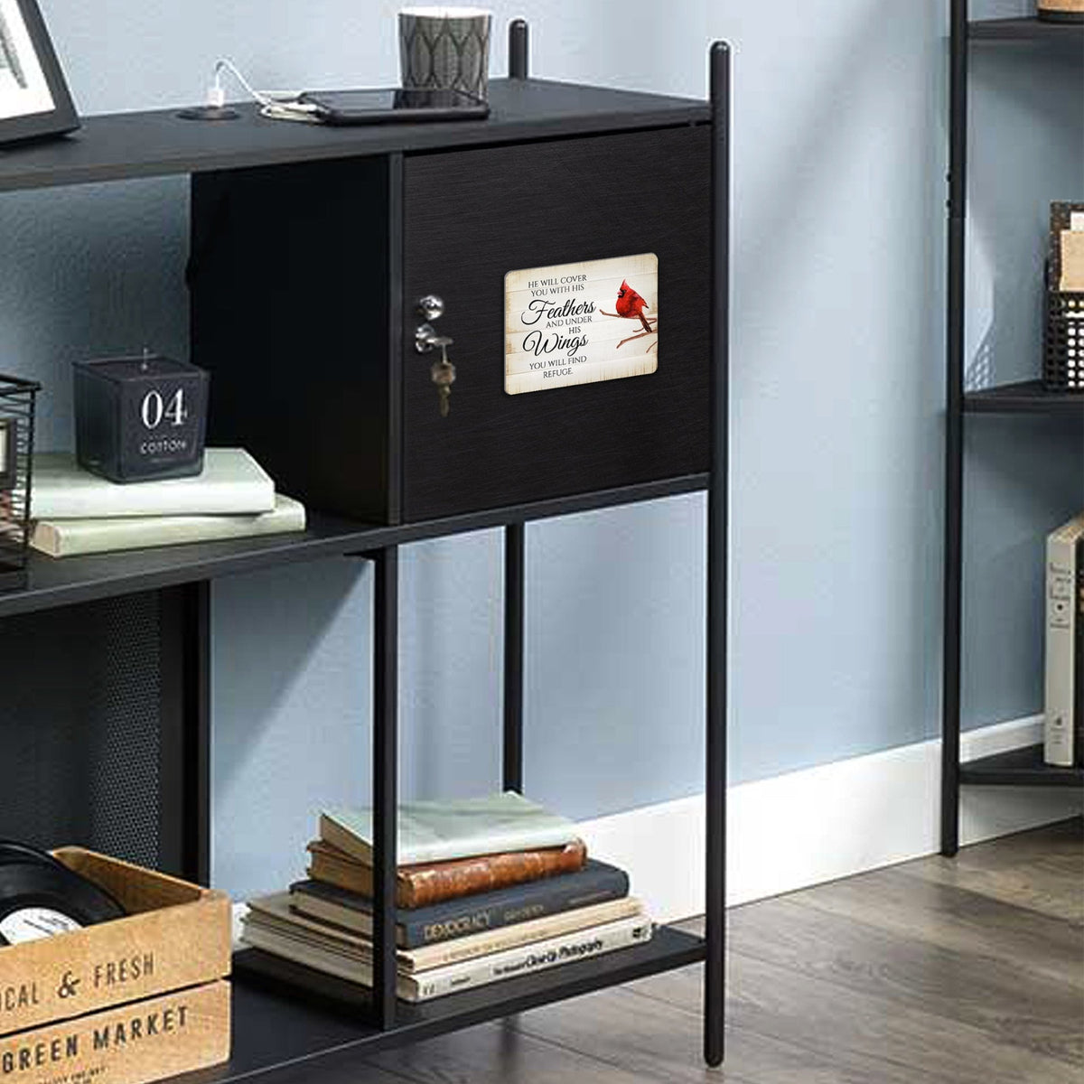 Elegant Vintage-Inspired Cardinal Wooden Magnet Printed With Everyday Inspirational Verses Gift Ideas - He Will Cover - LifeSong Milestones