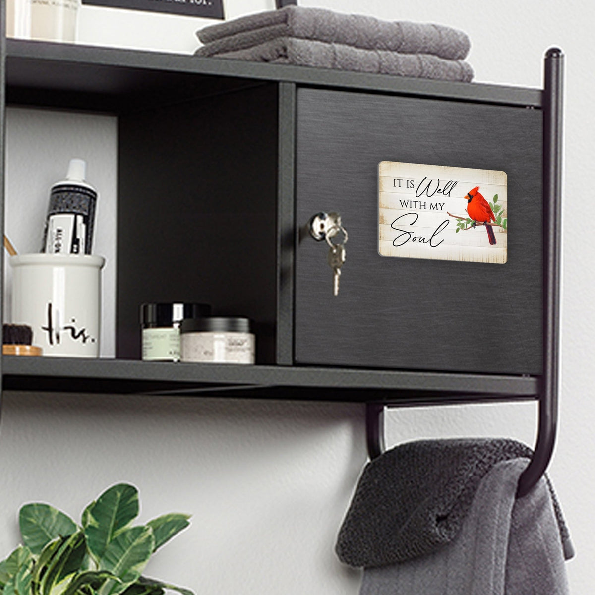Elegant Vintage-Inspired Cardinal Wooden Magnet Printed With Everyday Inspirational Verses Gift Ideas - It Is Well - LifeSong Milestones