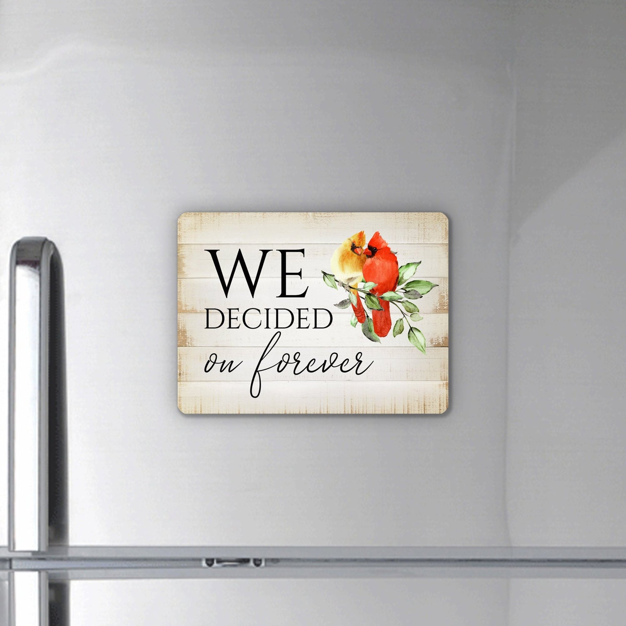 Elegant Vintage-Inspired Cardinal Wooden Magnet Printed With Everyday Inspirational Verses Gift Ideas - We Decided - LifeSong Milestones