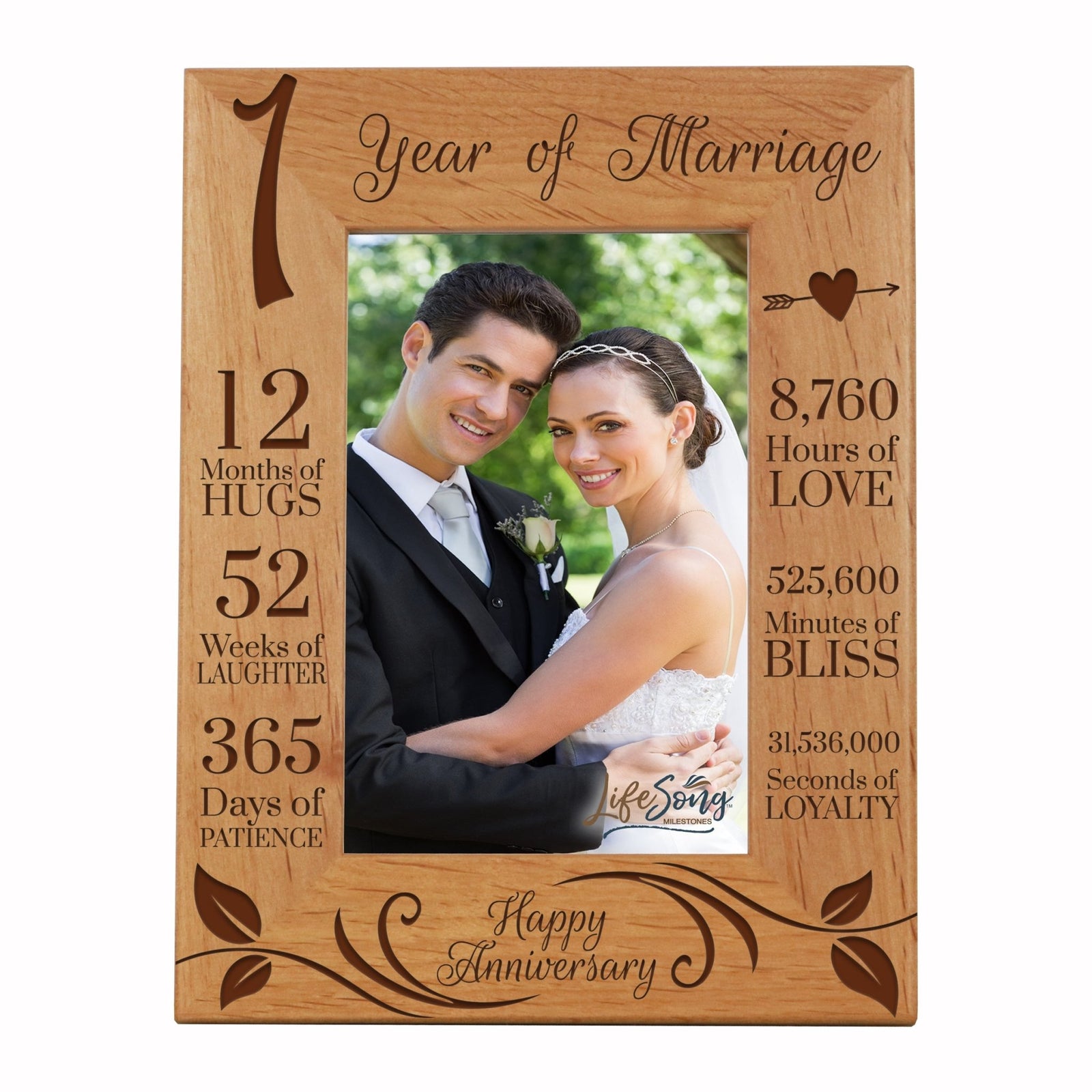 Lifesong Milestones Engraved 1st Wedding Anniversary Photo Frame Gift for Couple