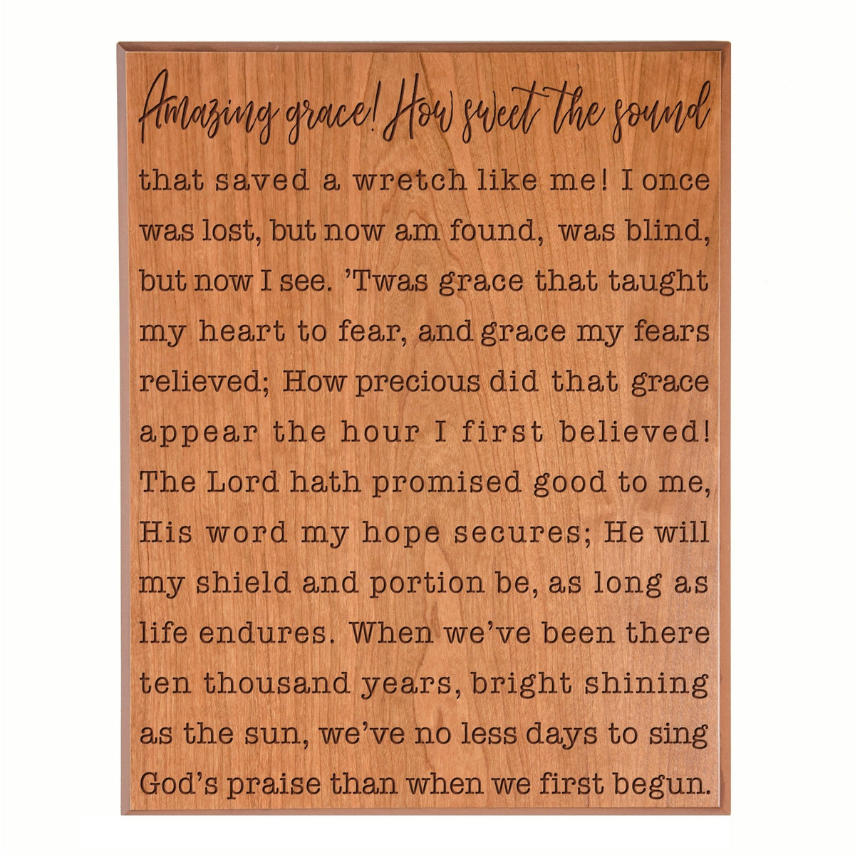 Engraved Amazing Grace Music Lyrics Wall Art - 12x15 Decorative Plaque - LifeSong Milestones