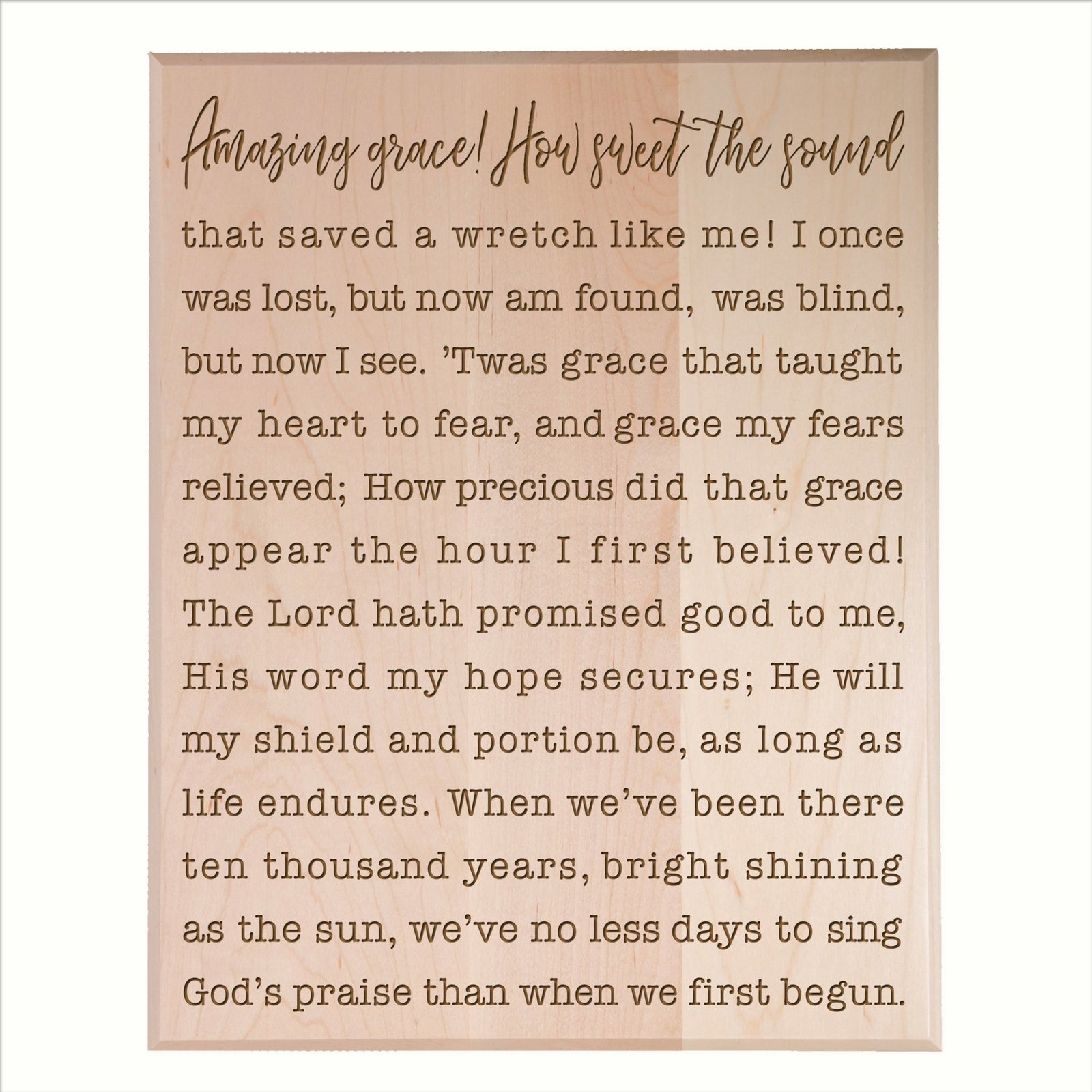 Engraved Amazing Grace Music Lyrics Wall Art - 12x15 Decorative Plaque - LifeSong Milestones