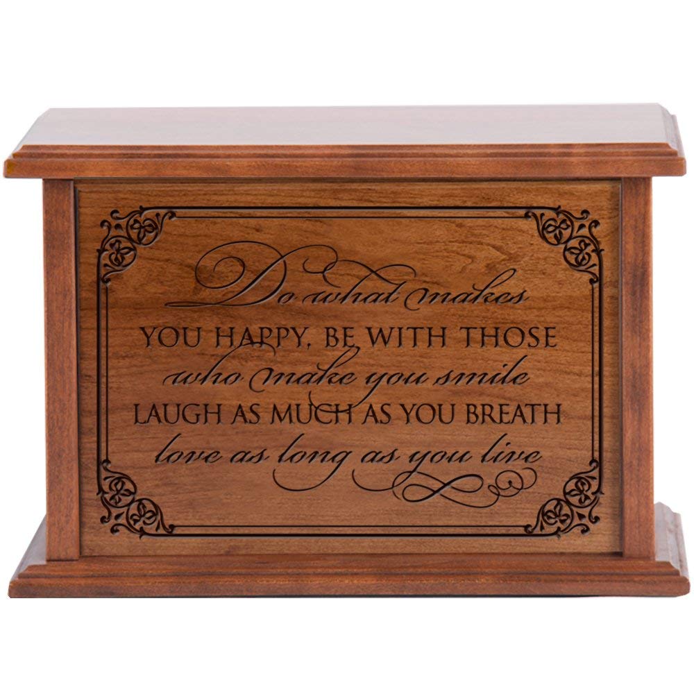 Engraved Cherry Wood Cremation Urn Do What Makes You Happy 10.5x7.5 - LifeSong Milestones