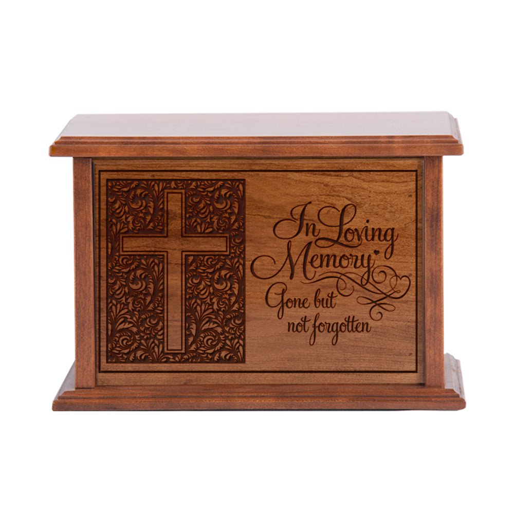 Engraved Cherry Wood Cremation Urn In Loving Memory 10.5x7.5 - LifeSong Milestones