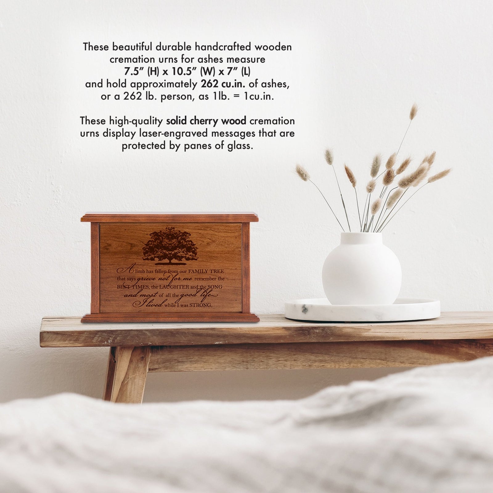 Wooden urns for human ashes