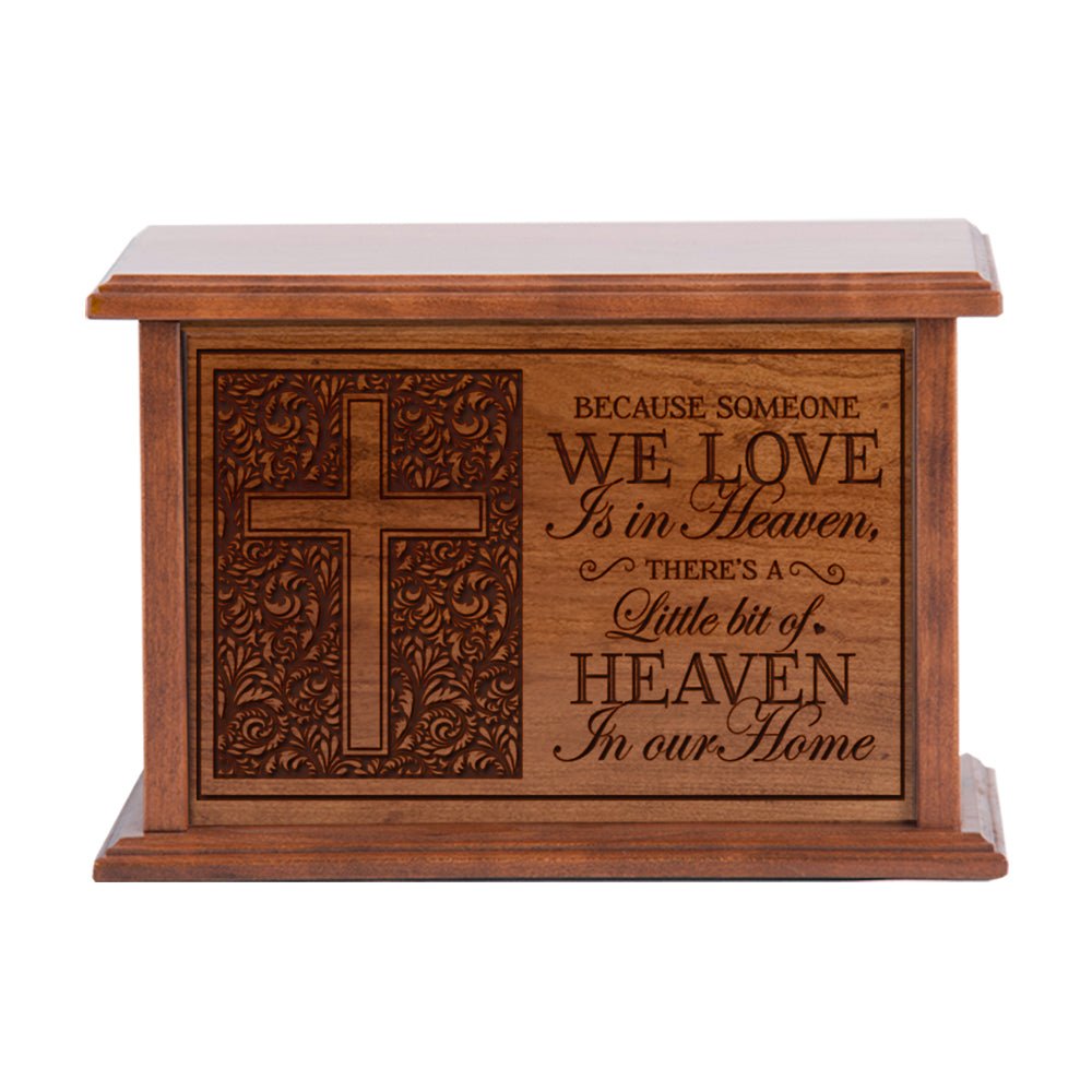 Engraved Cherry Wood Cremation Urn Someone We Love In Heaven 10.5x7.5 - LifeSong Milestones