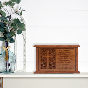 Engraved Cherry Wood Cremation Urn They Walk Besides Us 10x7 - LifeSong Milestones