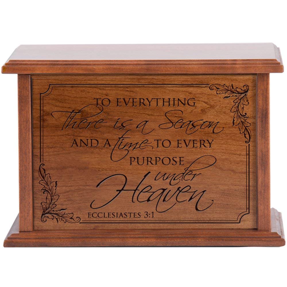 Engraved Cherry Wood Cremation Urn To Everything There 10.5x7 - LifeSong Milestones