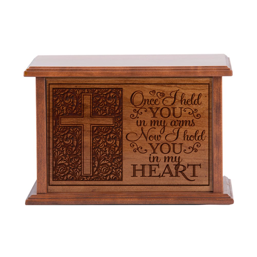 Engraved Cherry Wood Cremation Urn You Are In My Heart 10.5x7.5 - LifeSong Milestones