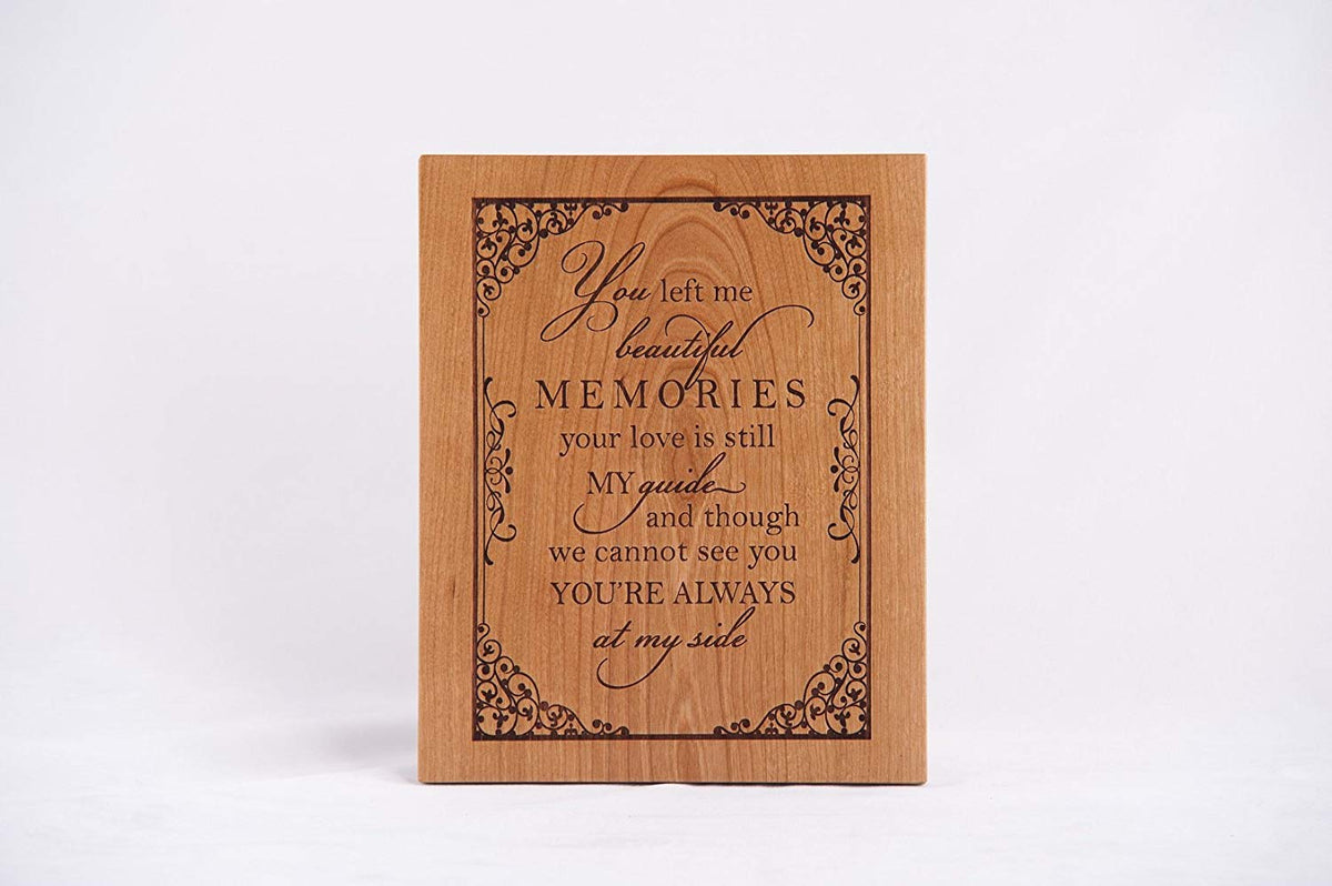 Engraved Memorial Wooden Wall Plaque Beautiful Memories 7x8.5 - LifeSong Milestones