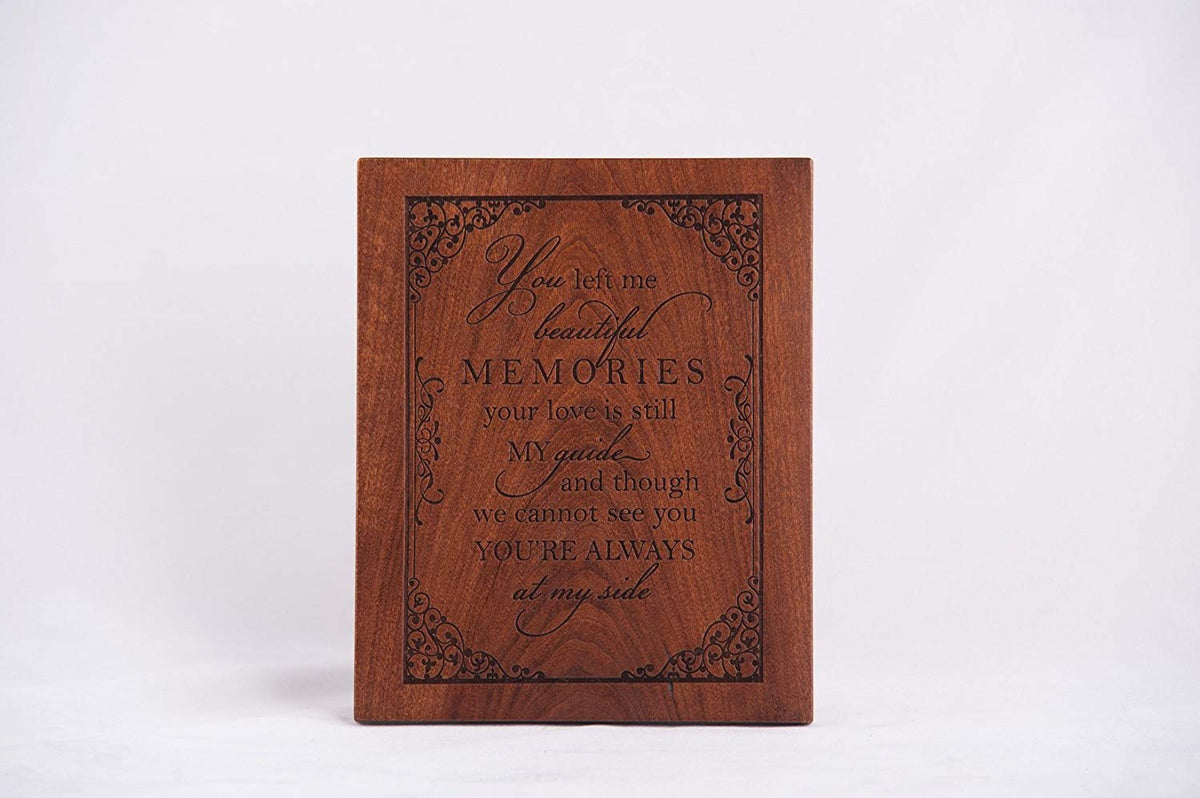 Engraved Memorial Wooden Wall Plaque Left With Beautiful Memories 6x8 - LifeSong Milestones