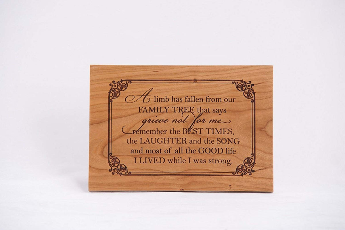 Engraved Memorial Wooden Wall Plaque Limb Has Fallen 6x8 - LifeSong Milestones