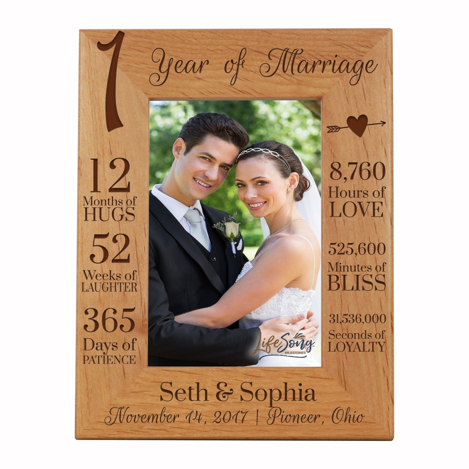 Engraved Personalized 1st Anniversary Photo Frame - 6.5" x 8.5" - LifeSong Milestones