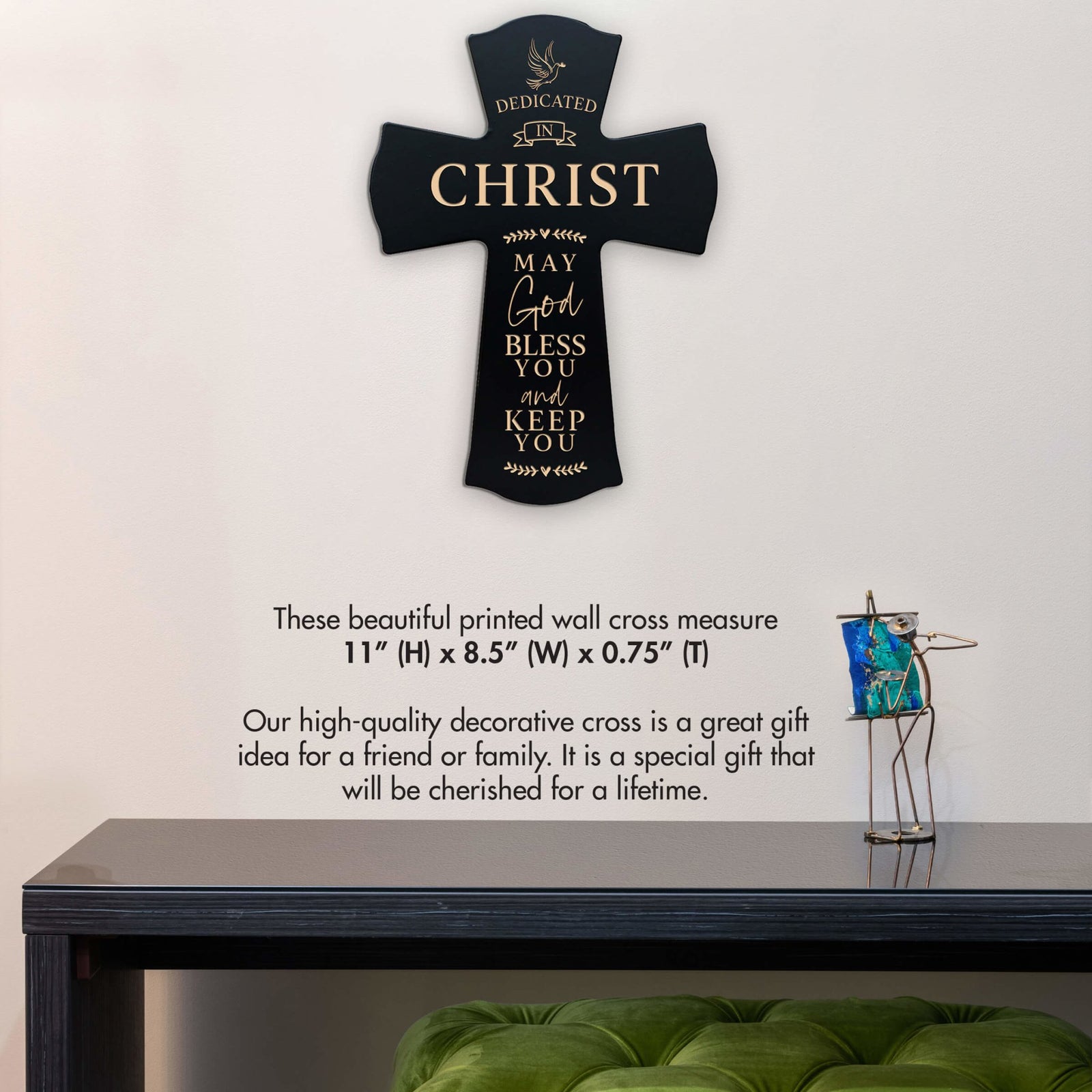 Wooden Engraved Dedication Wall Cross