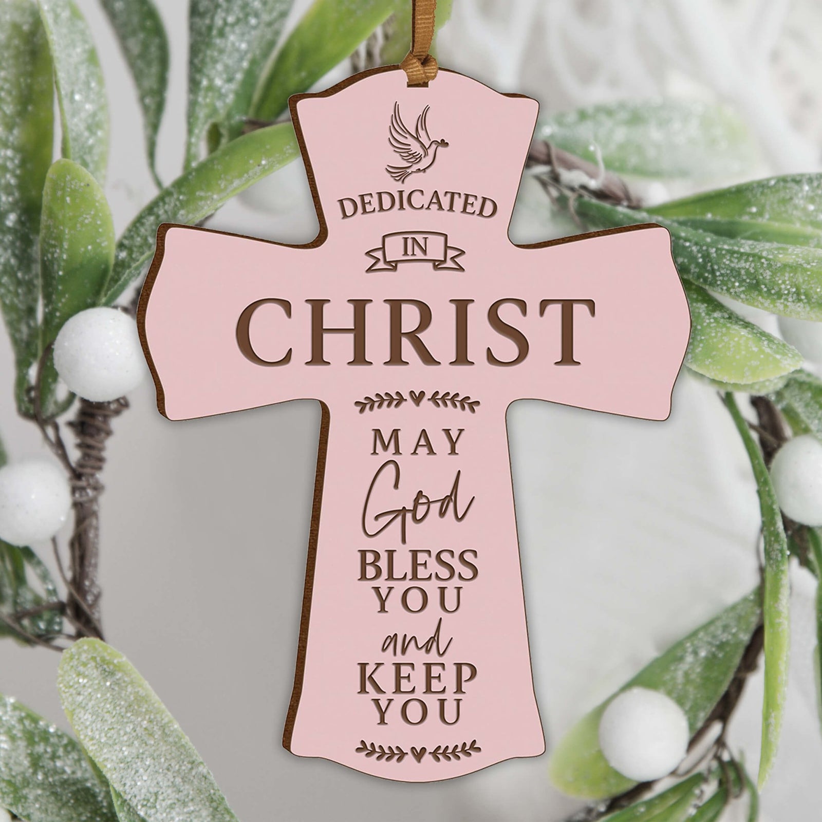 Engraved Wooden Dedication Crosses - Dedicated In Christ - LifeSong Milestones