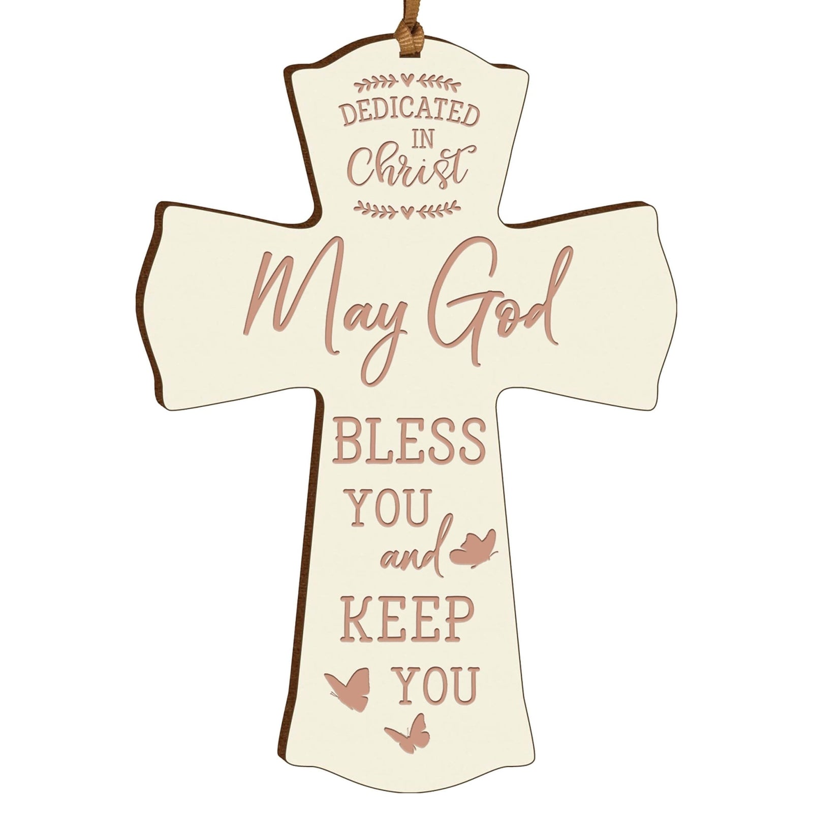 Engraved Wooden Dedication Crosses - Dedicated In Christ - LifeSong Milestones