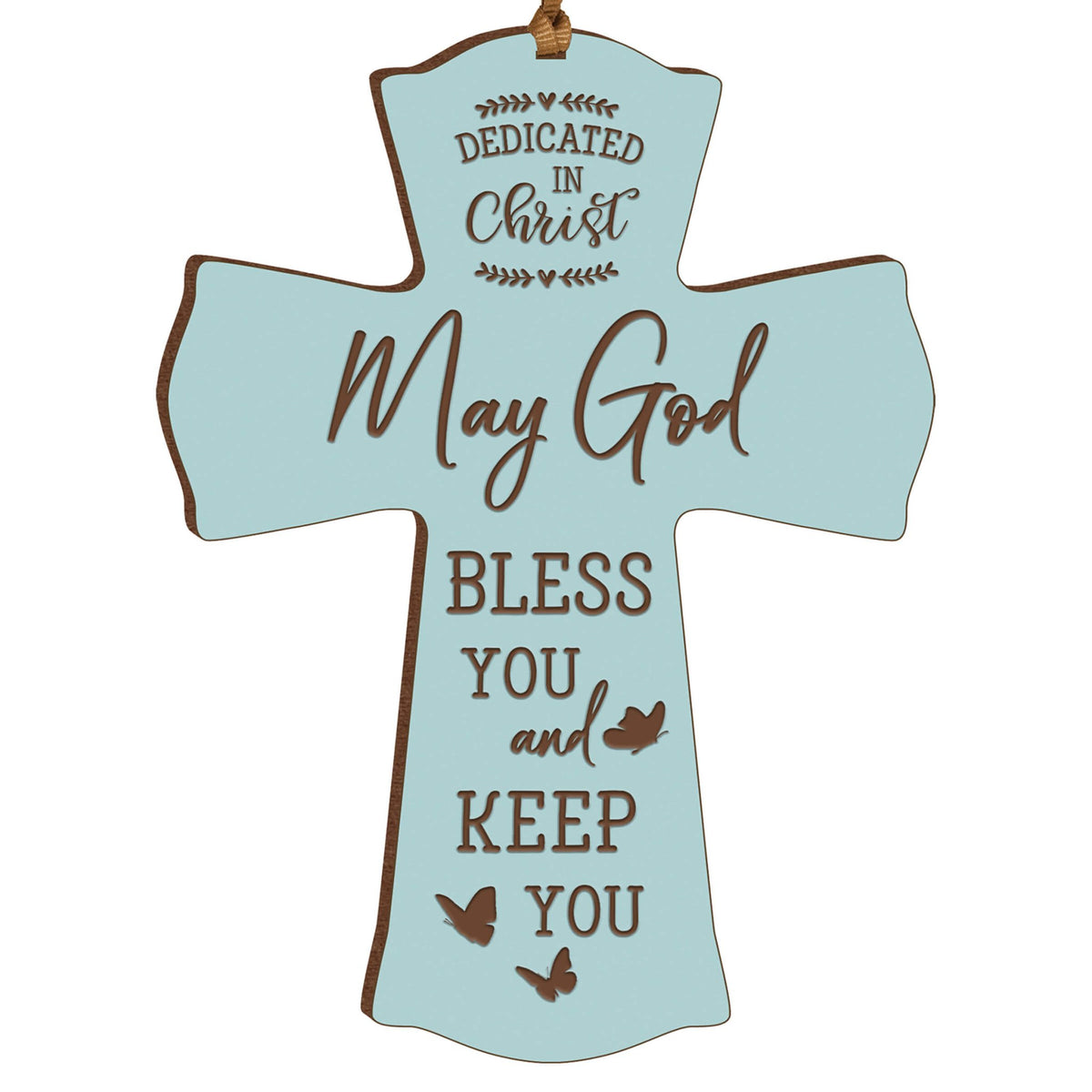 Engraved Wooden Dedication Crosses - Dedicated In Christ - LifeSong Milestones