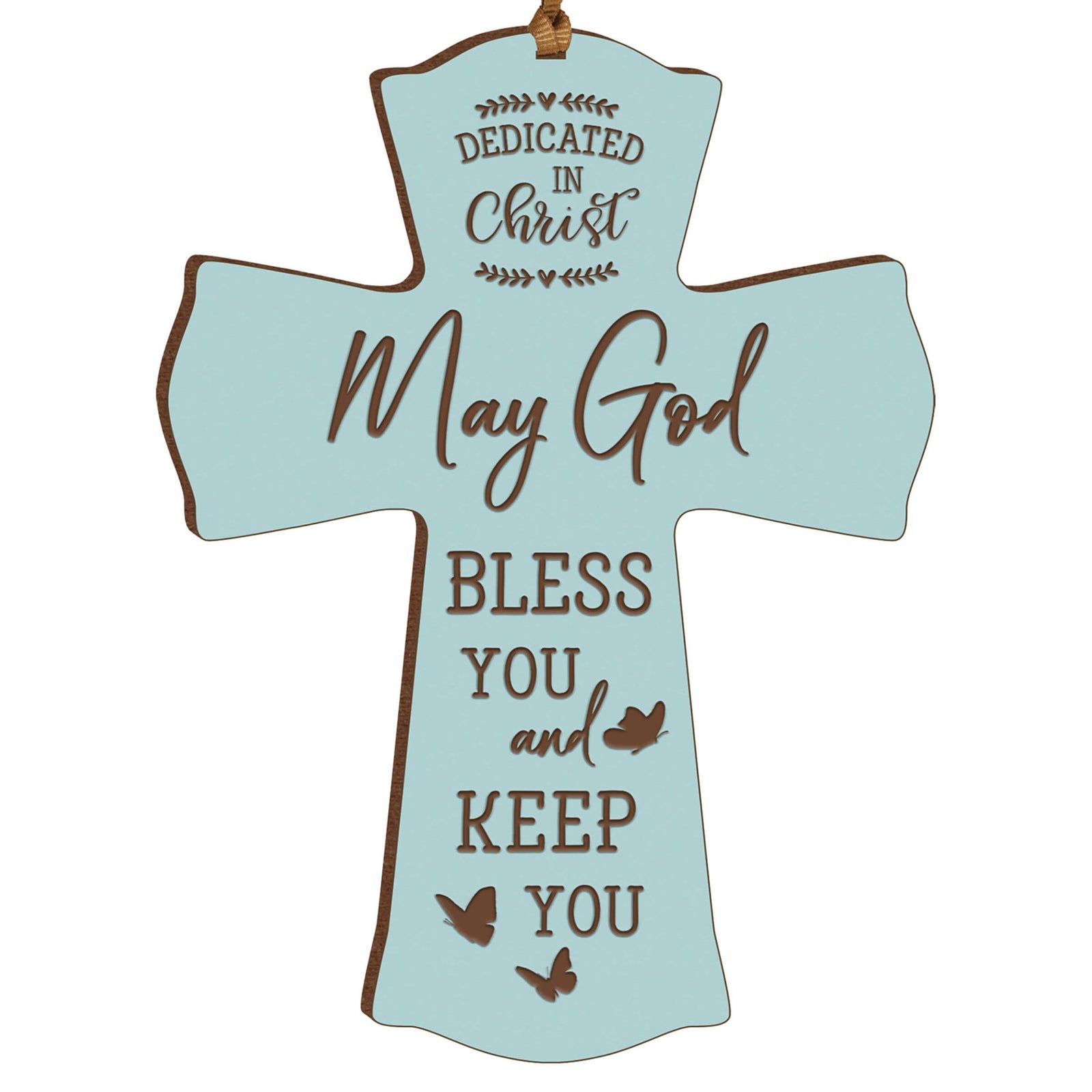 Engraved Wooden Dedication Crosses - Dedicated In Christ - LifeSong Milestones