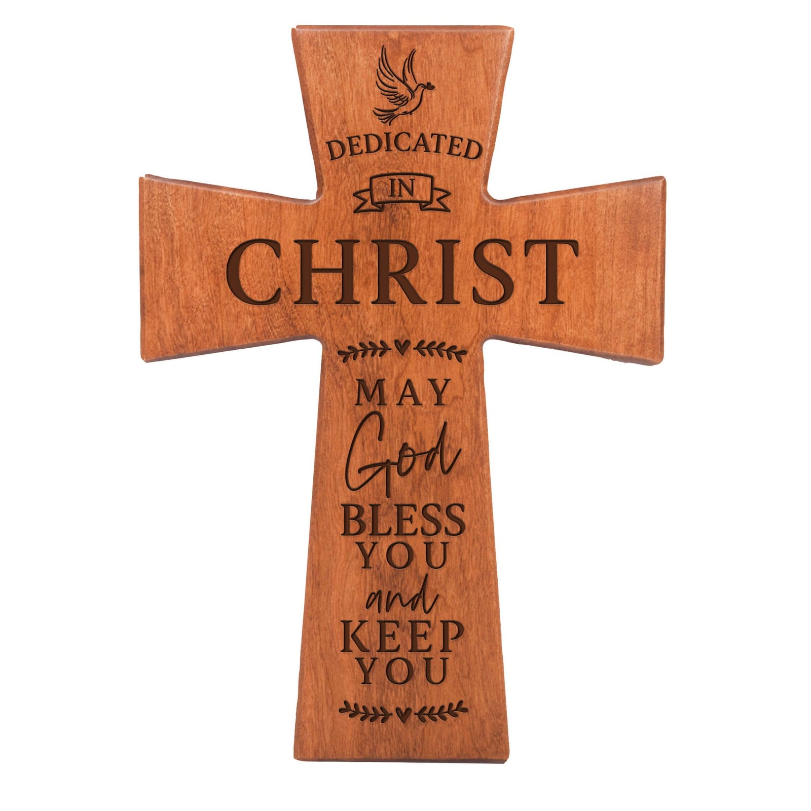 Engraved Wooden Dedication Crosses - Dedicated In Christ - LifeSong Milestones