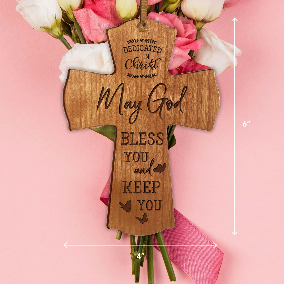 Engraved Wooden Dedication Crosses - Dedicated In Christ - LifeSong Milestones