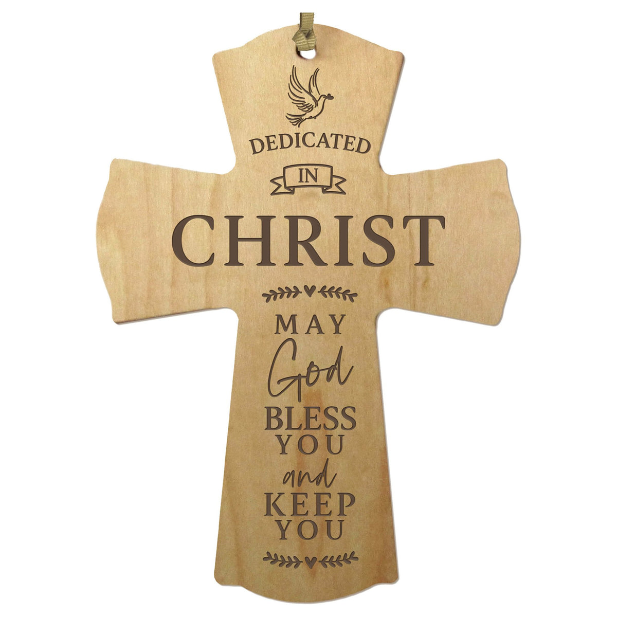 Engraved Wooden Dedication Crosses - Dedicated In Christ - LifeSong Milestones