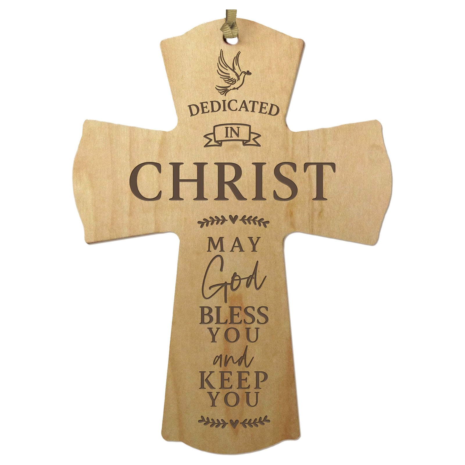 Engraved Wooden Dedication Crosses - Dedicated In Christ - LifeSong Milestones