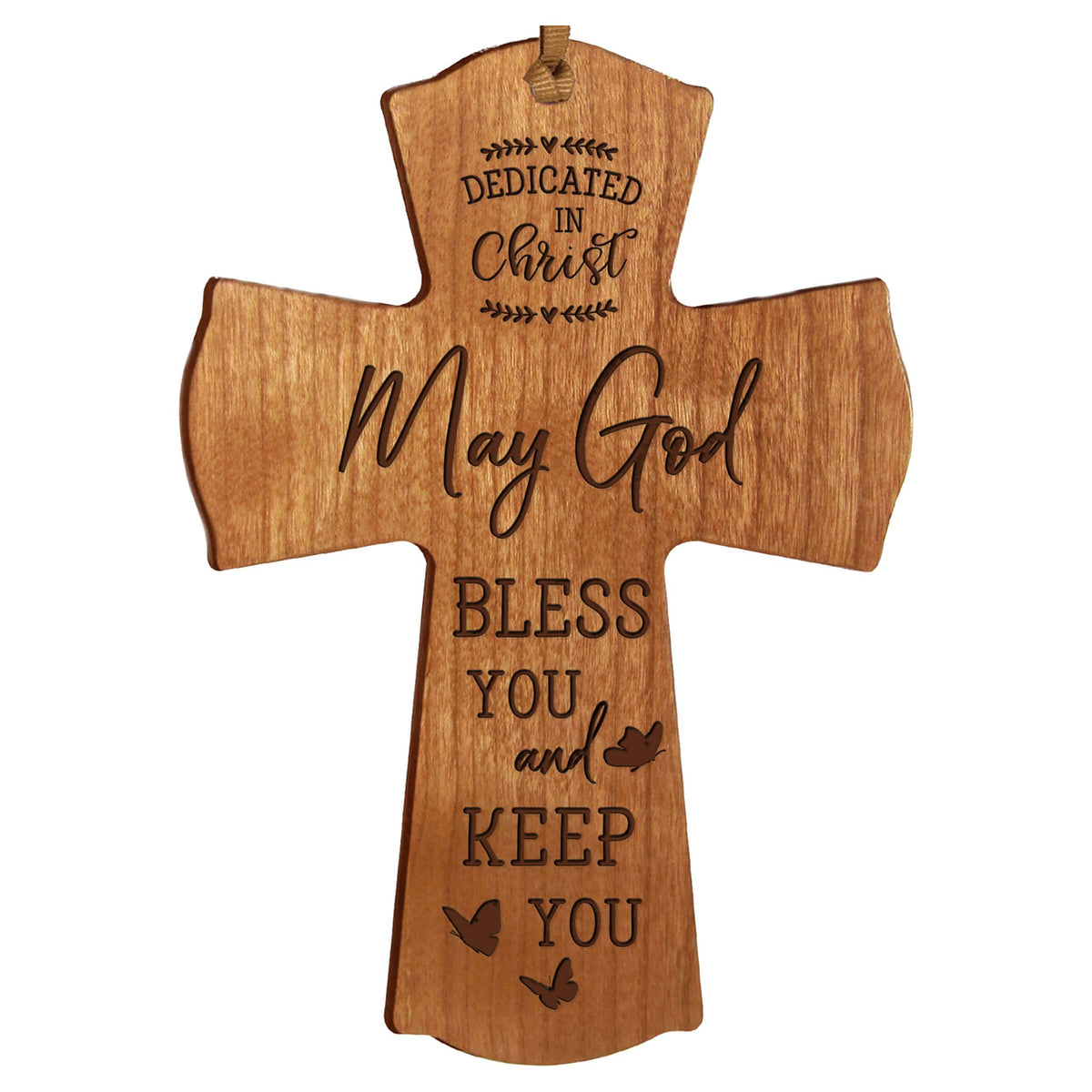 Engraved Wooden Dedication Crosses - Dedicated In Christ - LifeSong Milestones