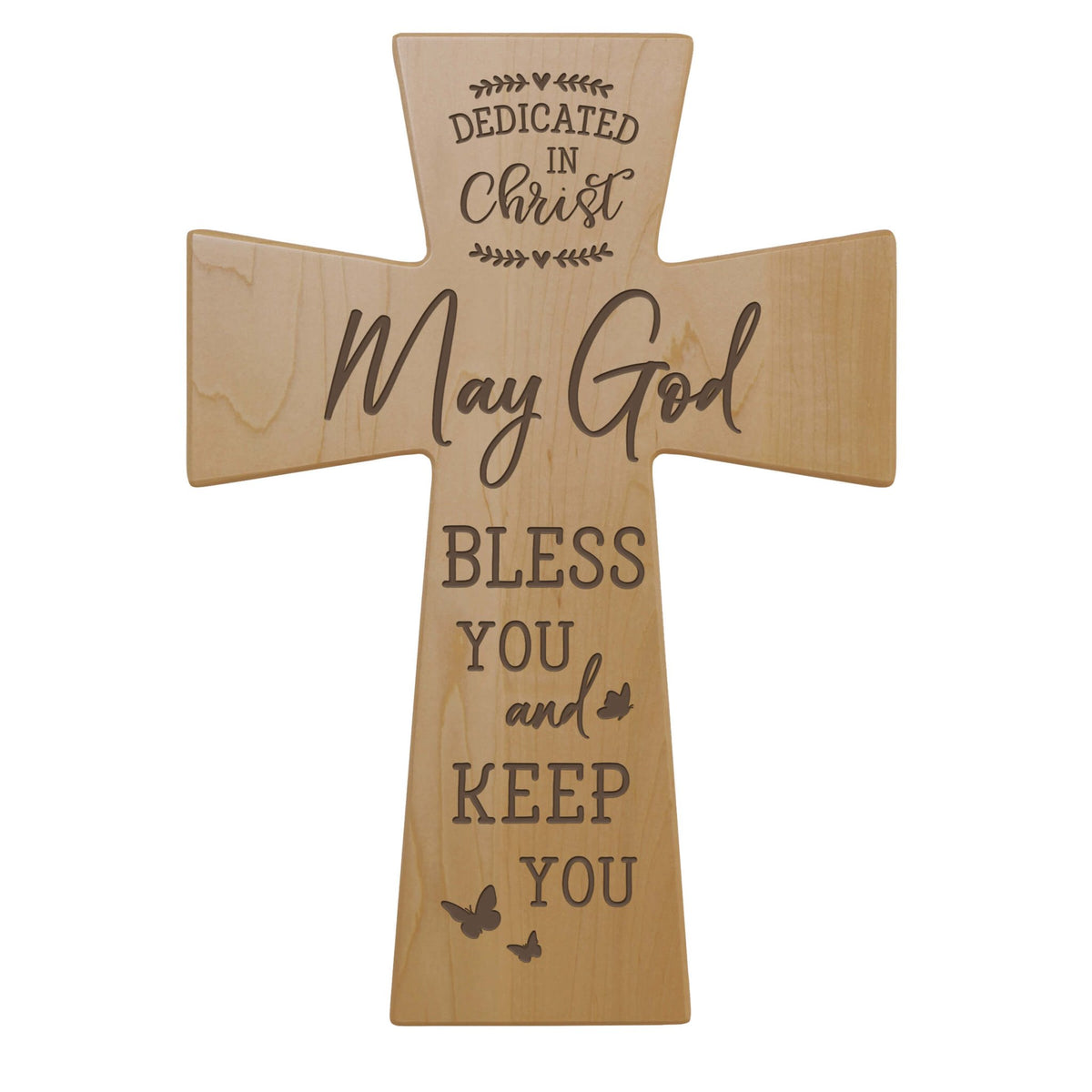Engraved Wooden Dedication Crosses - Dedicated In Christ - LifeSong Milestones
