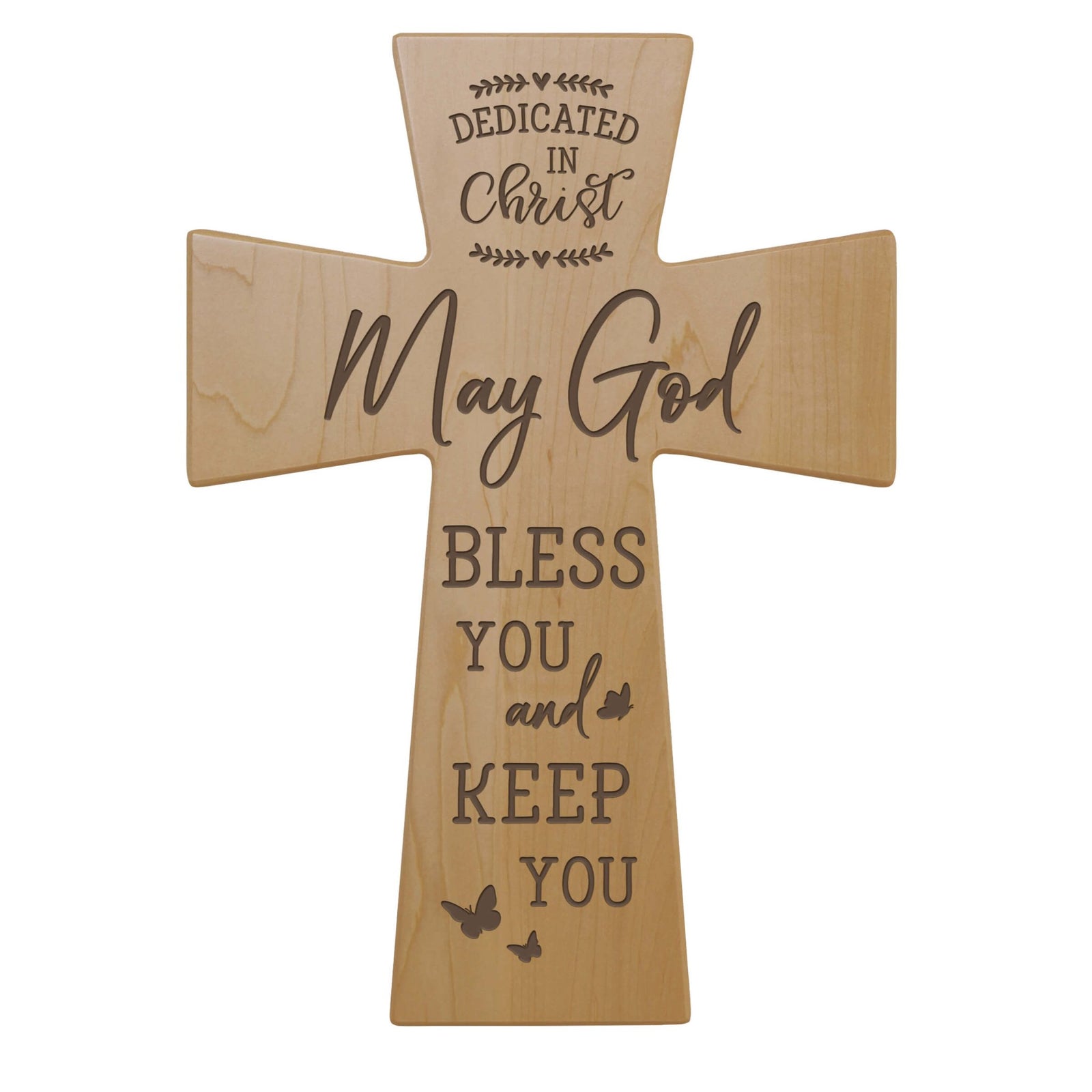 Engraved Wooden Dedication Crosses - Dedicated In Christ - LifeSong Milestones
