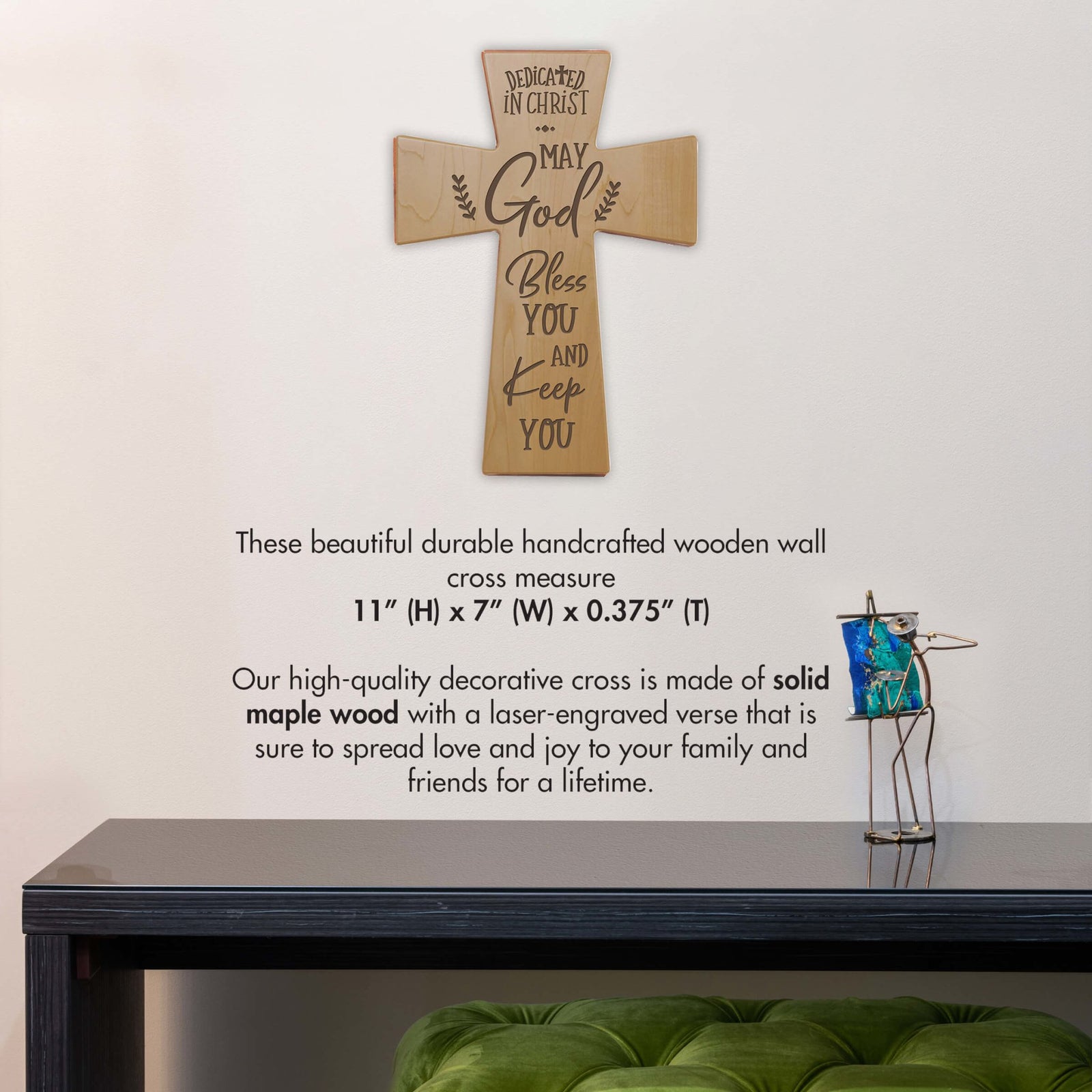 Engraved Wooden Dedication Crosses - Dedicated In Christ - LifeSong Milestones