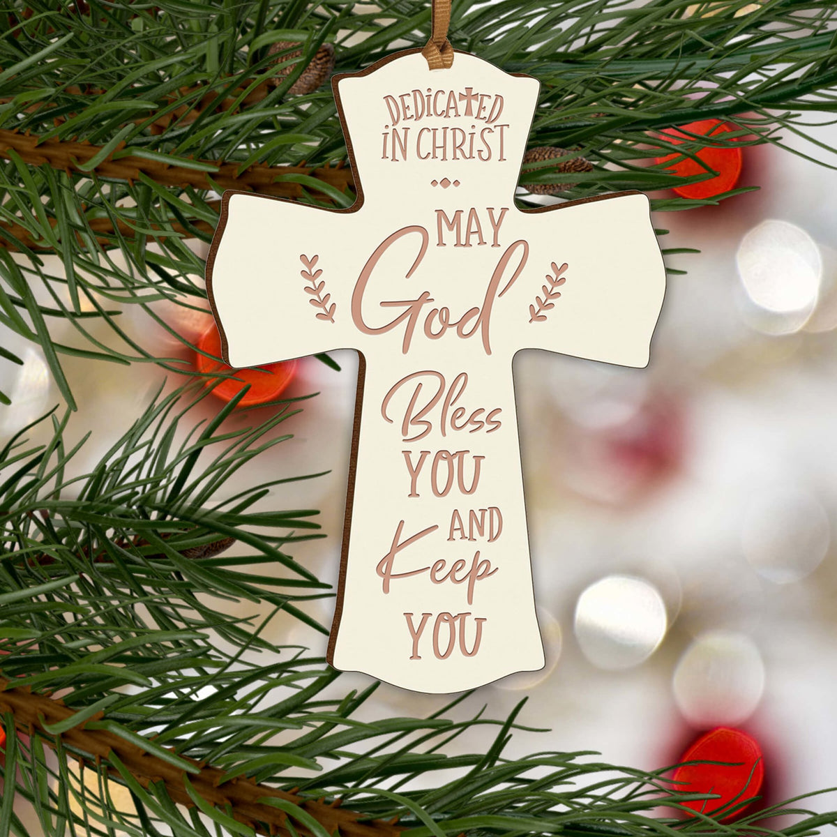 Engraved Wooden Dedication Crosses - Dedicated In Christ - LifeSong Milestones