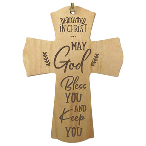 Engraved Wooden Dedication Crosses - Dedicated In Christ - LifeSong Milestones