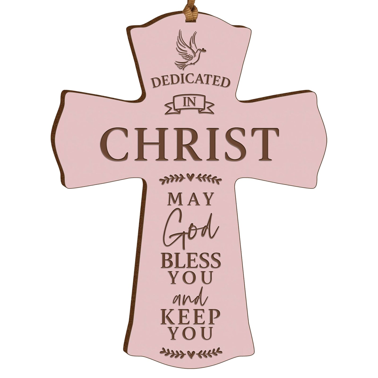 Engraved Wooden Dedication Crosses - Dedicated In Christ - LifeSong Milestones