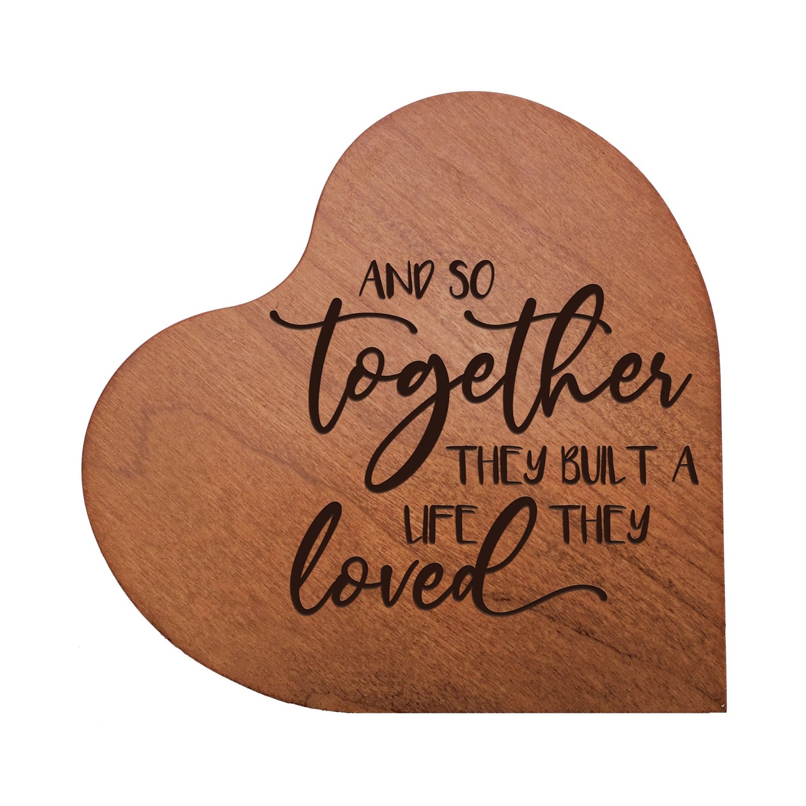 Engraved Wooden Heart Block 5” x 5.25” x 0.75” - And So Together - LifeSong Milestones