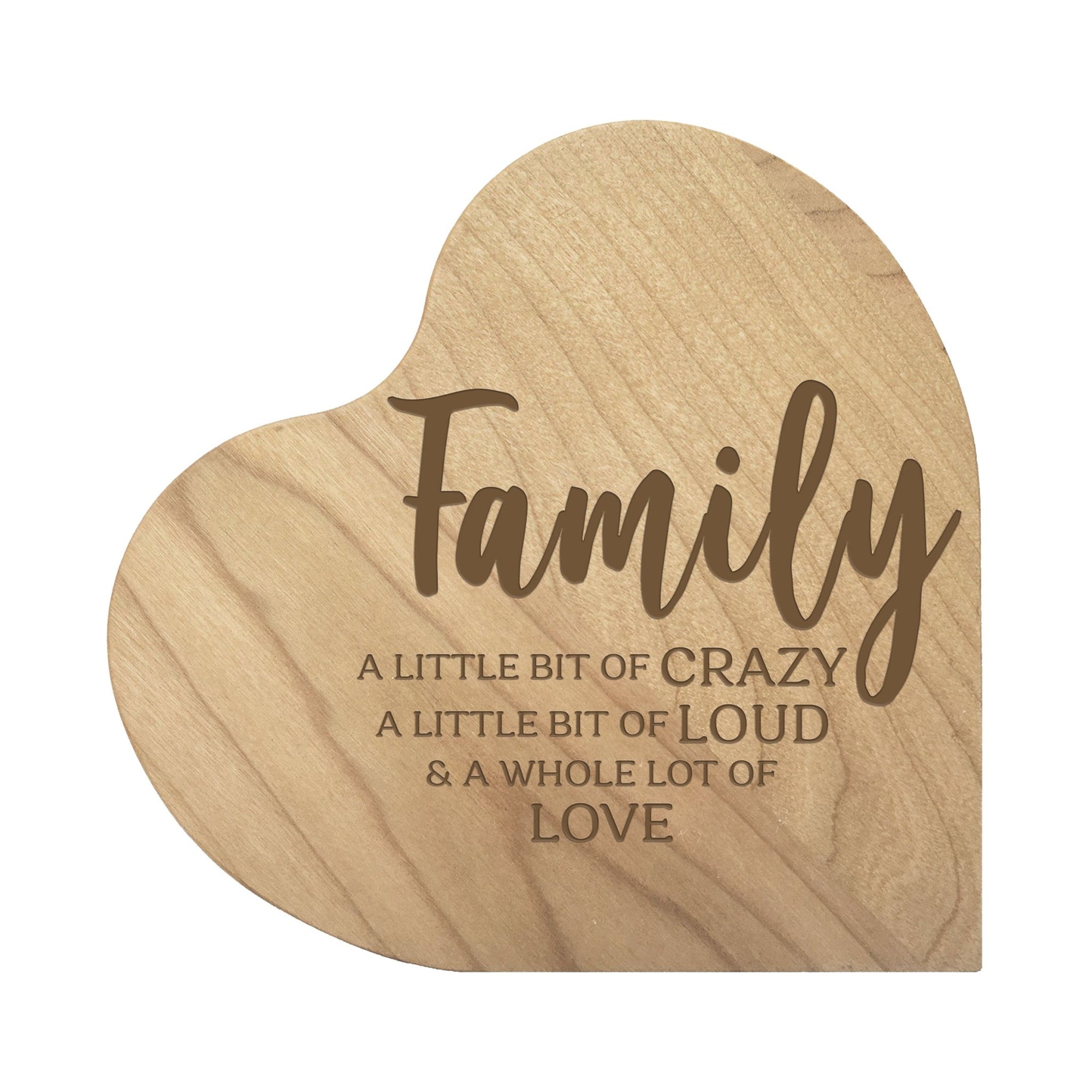 Engraved Wooden Heart Block 5” x 5.25” x 0.75”- Family - LifeSong Milestones