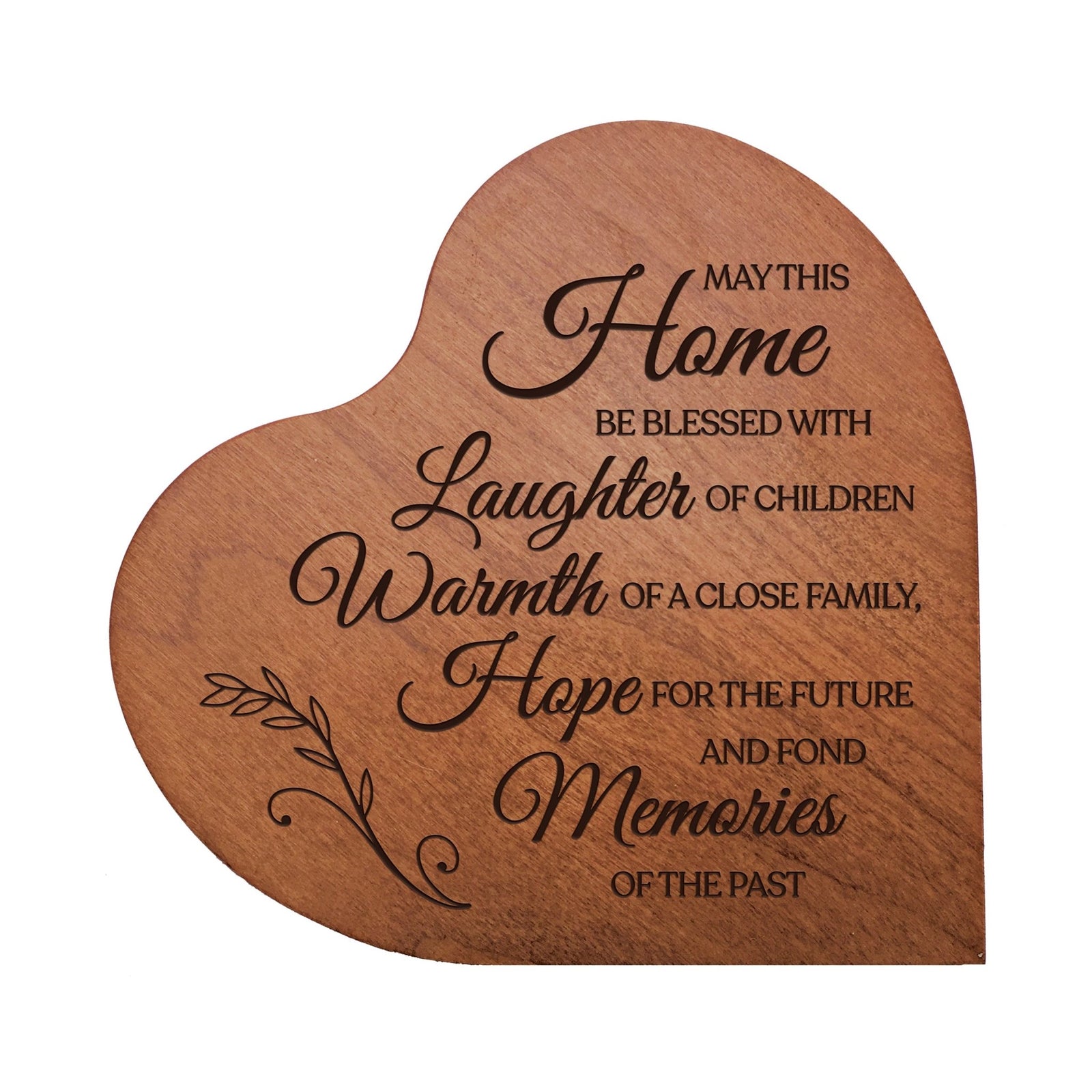 Engraved Wooden Heart Block 5” x 5.25” x 0.75”- May This Home - LifeSong Milestones