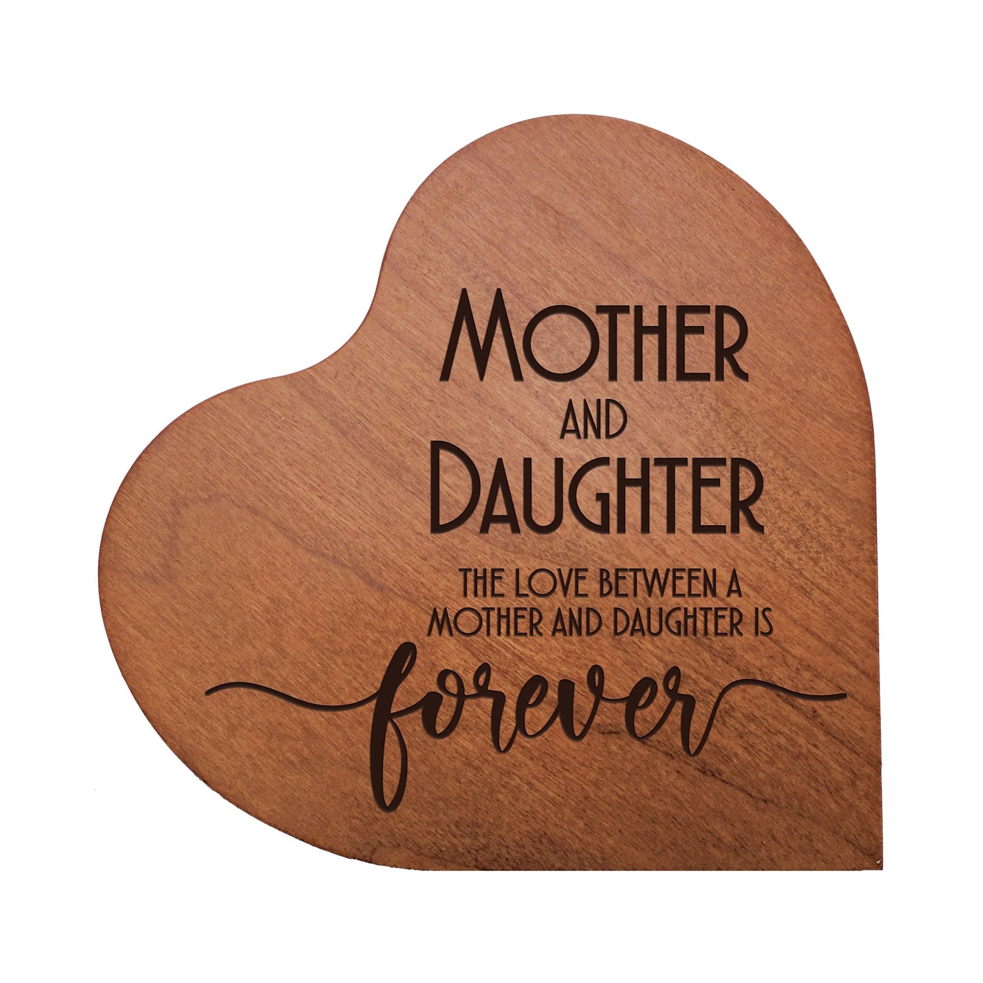 Engraved Wooden Heart Block 5” x 5.25” x 0.75”- Mother And Daughter - LifeSong Milestones