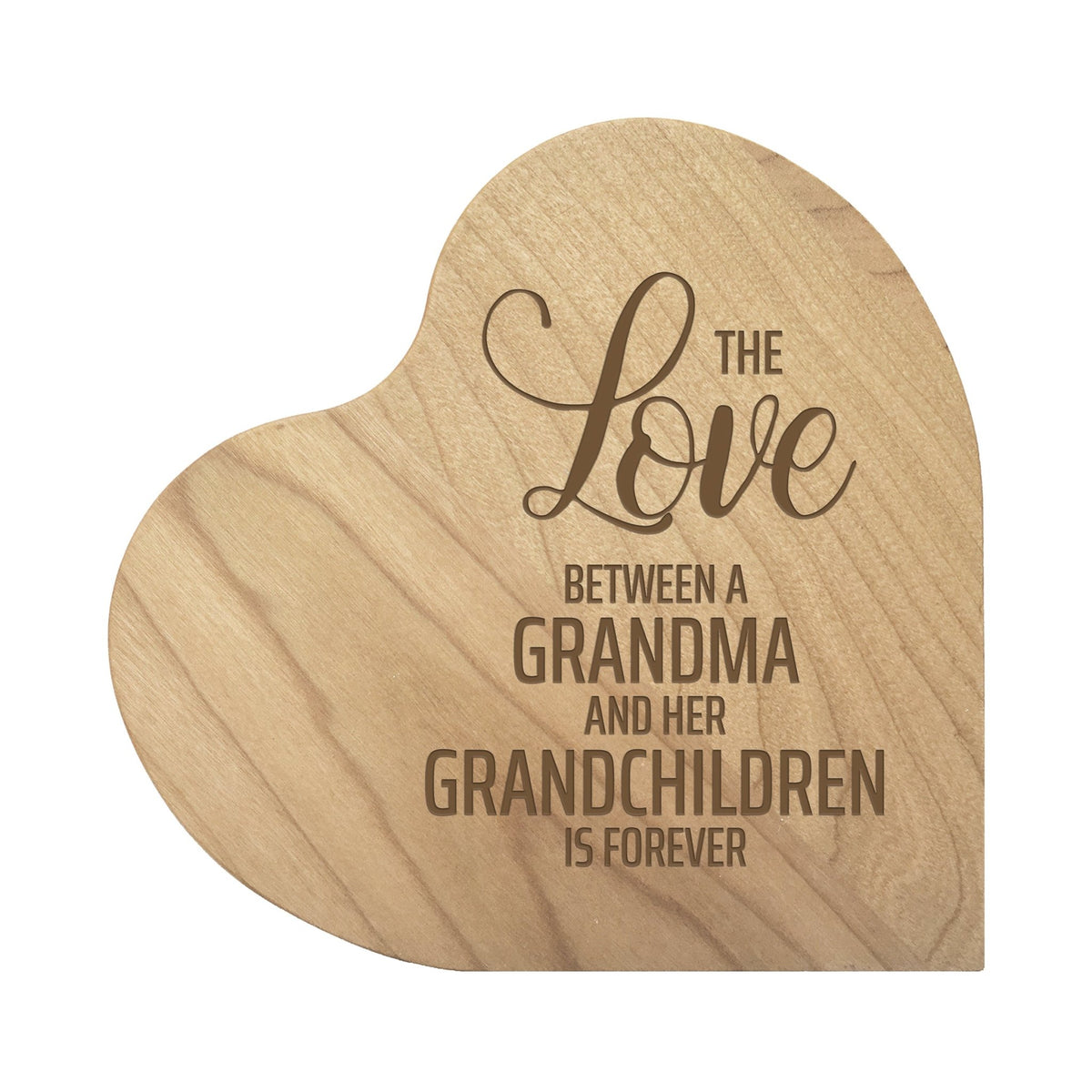 Engraved Wooden Heart Block 5” x 5.25” x 0.75”- The Love Between - LifeSong Milestones