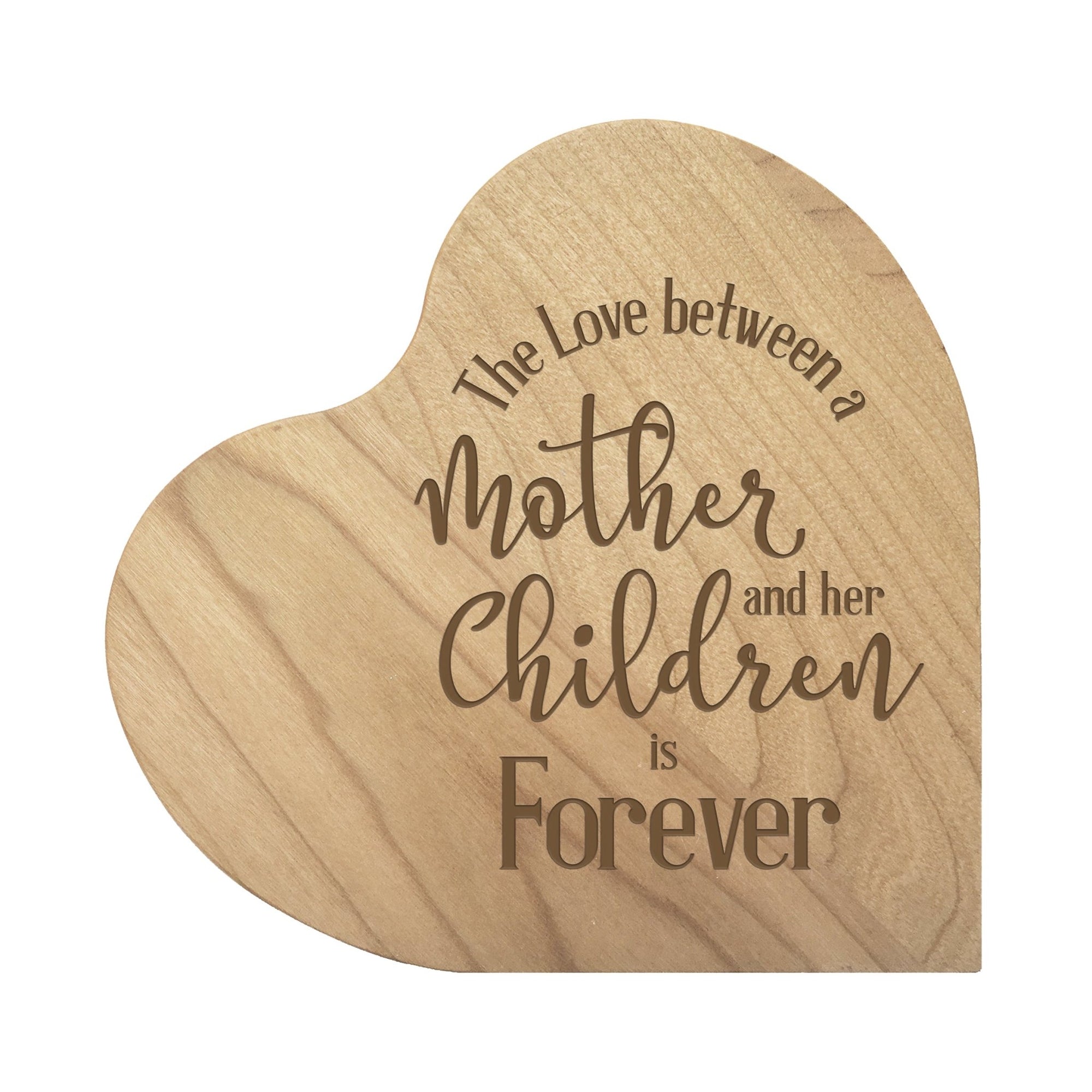 Engraved Wooden Heart Block 5” x 5.25” x 0.75”- The Love Between - LifeSong Milestones