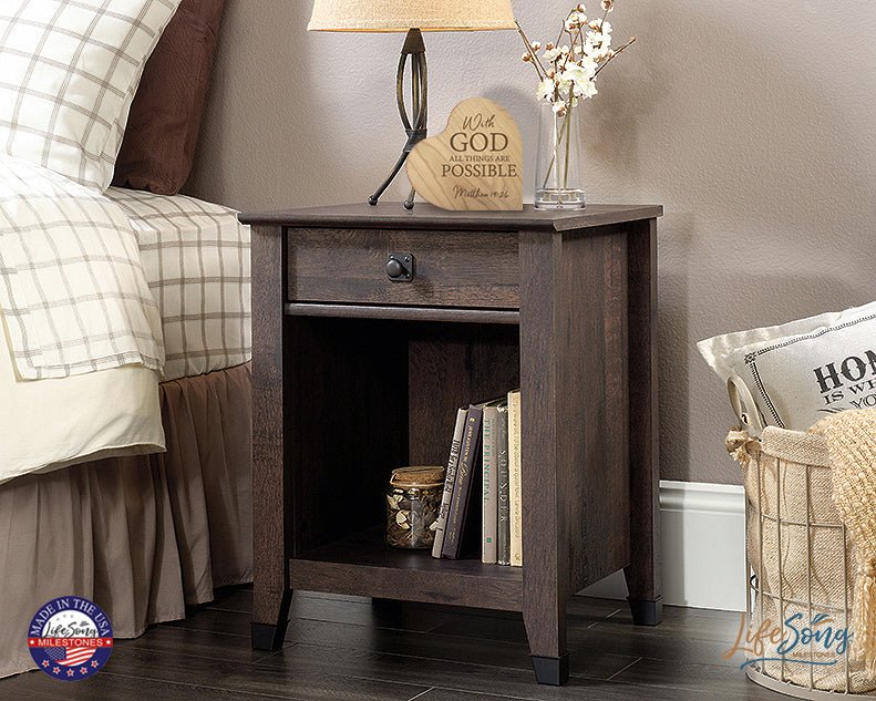 Engraved Wooden Inspirational Heart Block 5” x 5.25” x 0.75” - With God All Things - LifeSong Milestones